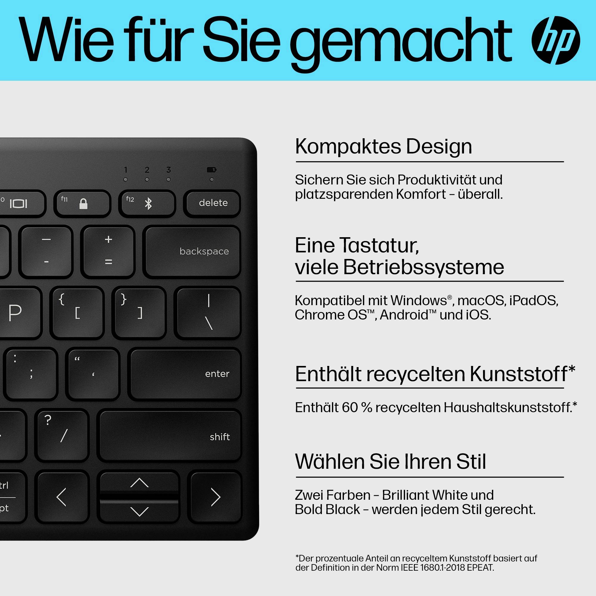 HP 350 Kabellos Tastatur Deutsch, QWERTZ Schwarz