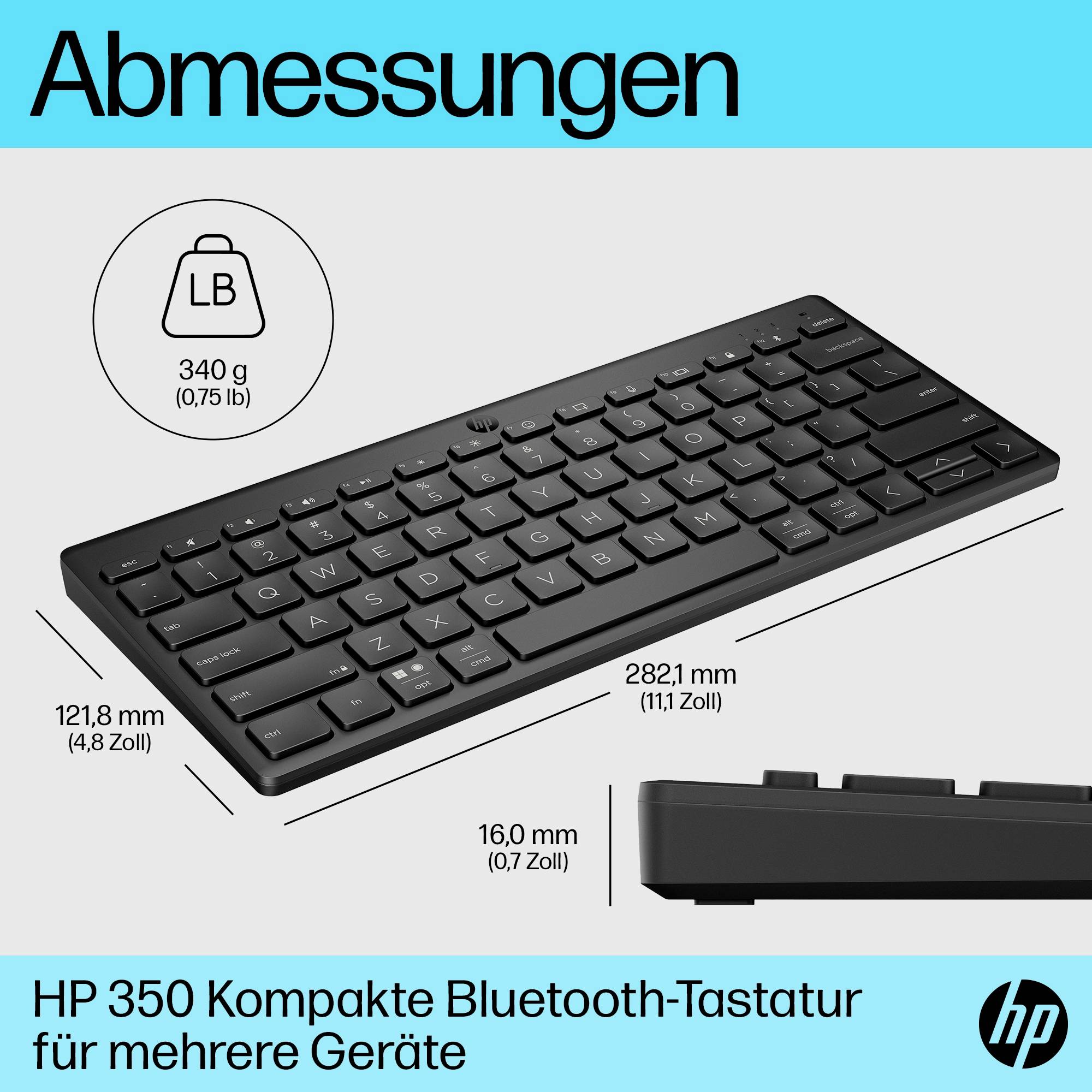 HP 350 Kabellos Tastatur Deutsch, QWERTZ Schwarz