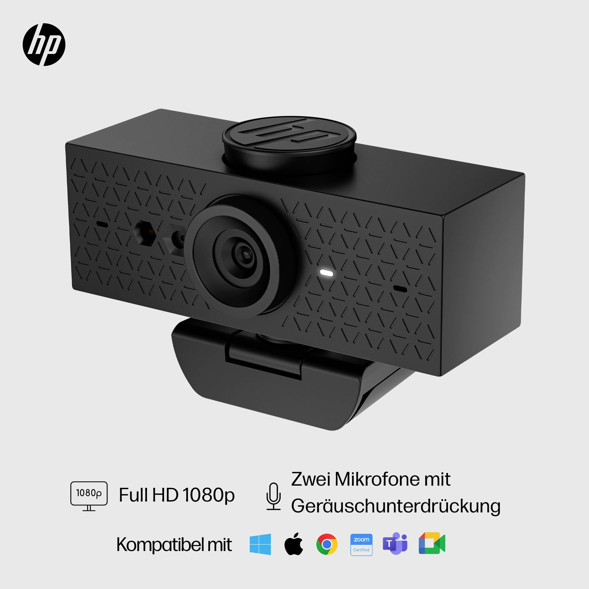 HP 620 Full HD-Webcam 1920 x 1080 Pixel Mikrofon, Klemm-Halterung, Integrierte Abdeckblende