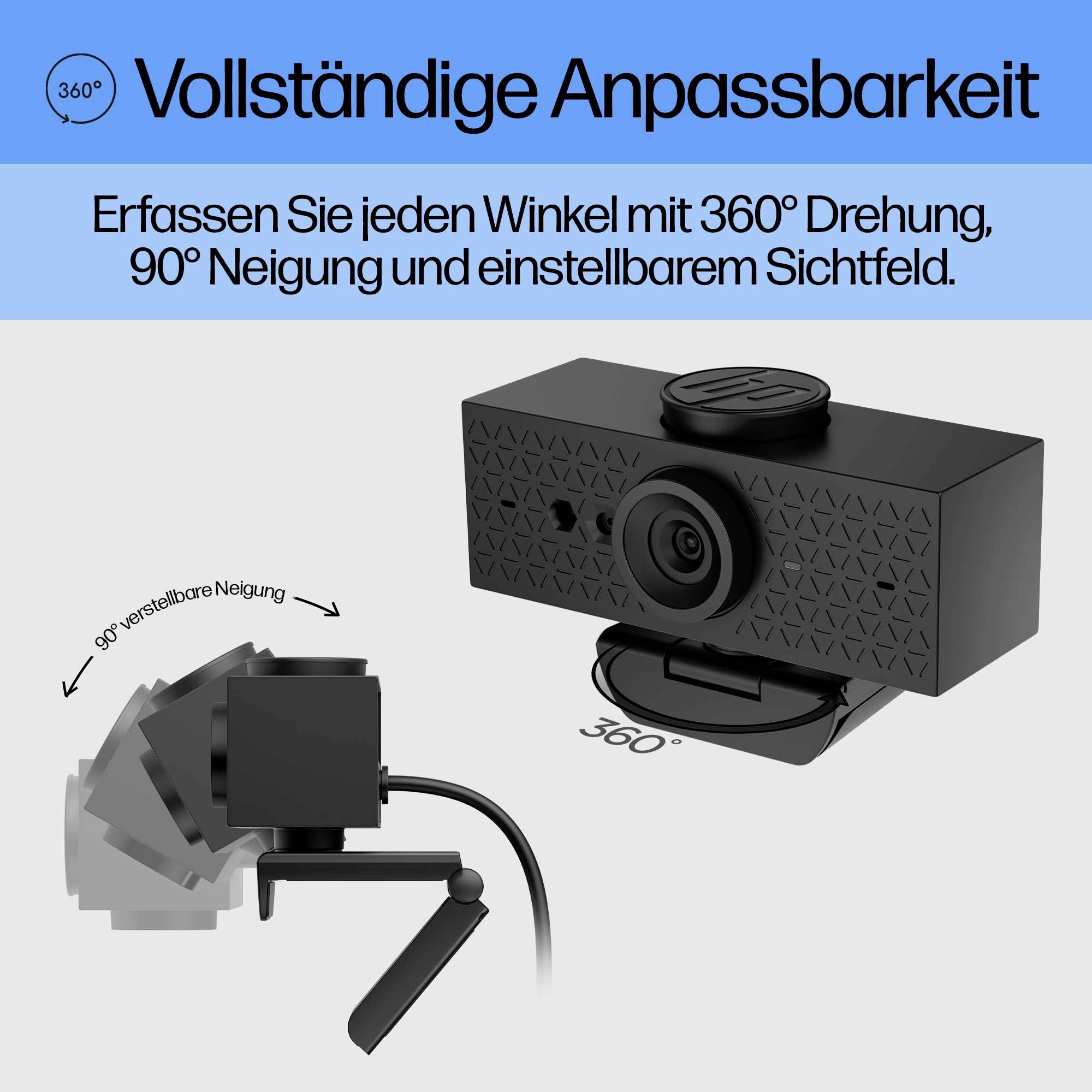 HP 620 Full HD-Webcam 1920 x 1080 Pixel Mikrofon, Klemm-Halterung, Integrierte Abdeckblende