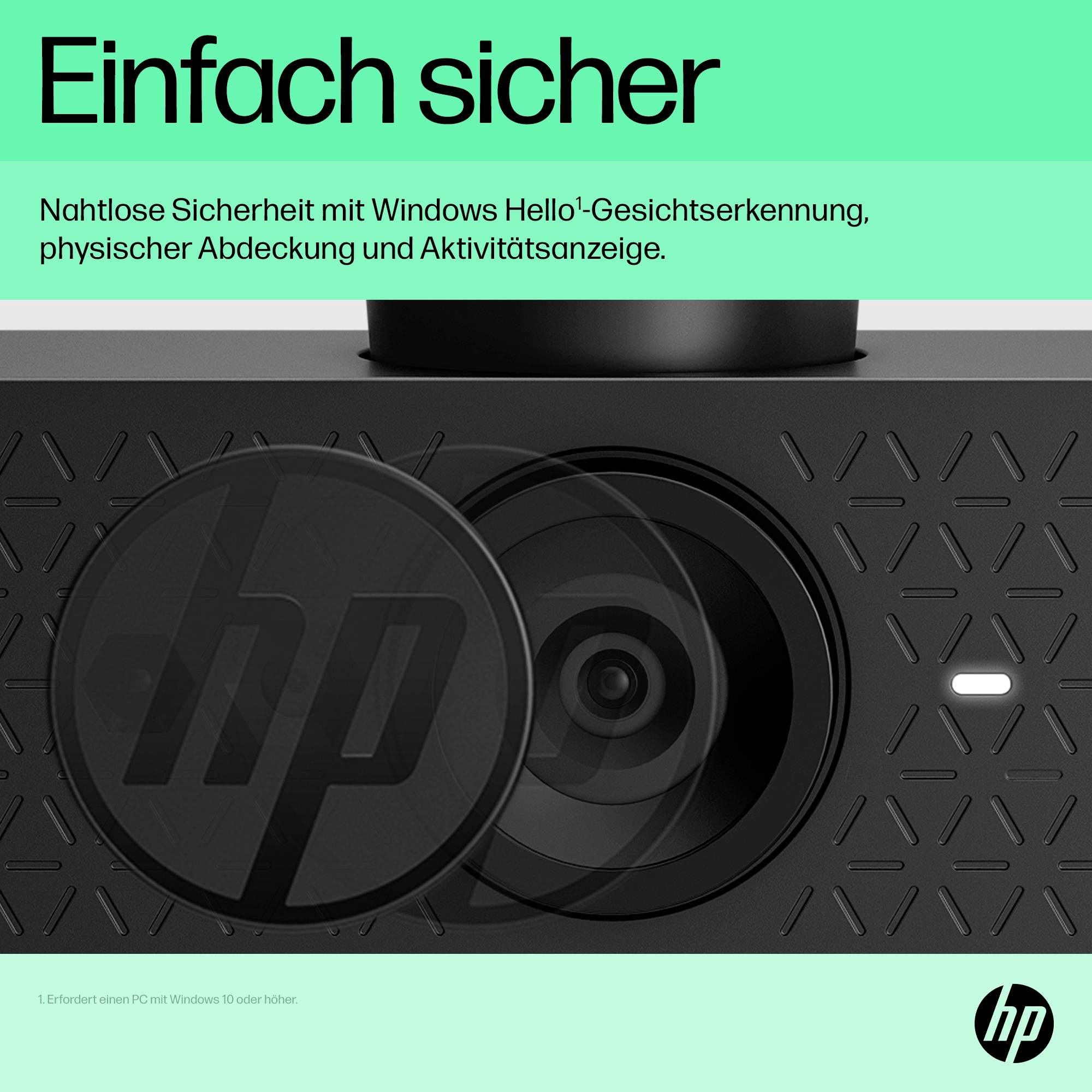 HP 620 Full HD-Webcam 1920 x 1080 Pixel Mikrofon, Klemm-Halterung, Integrierte Abdeckblende