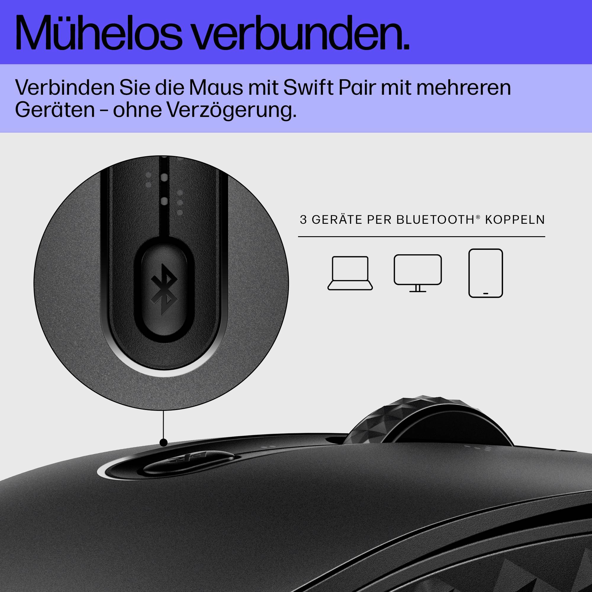 HP 690 Maus Kabellos Schwarz 7 Tasten 4000 dpi Wiederaufladbar, Wireless Charging