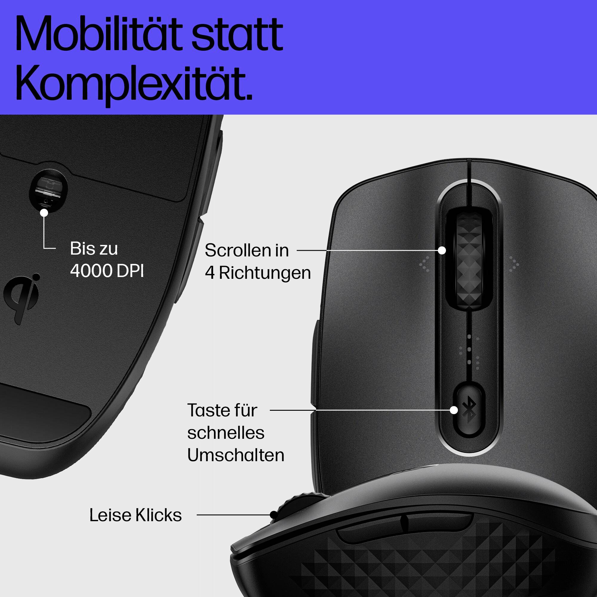 HP 690 Maus Kabellos Schwarz 7 Tasten 4000 dpi Wiederaufladbar, Wireless Charging