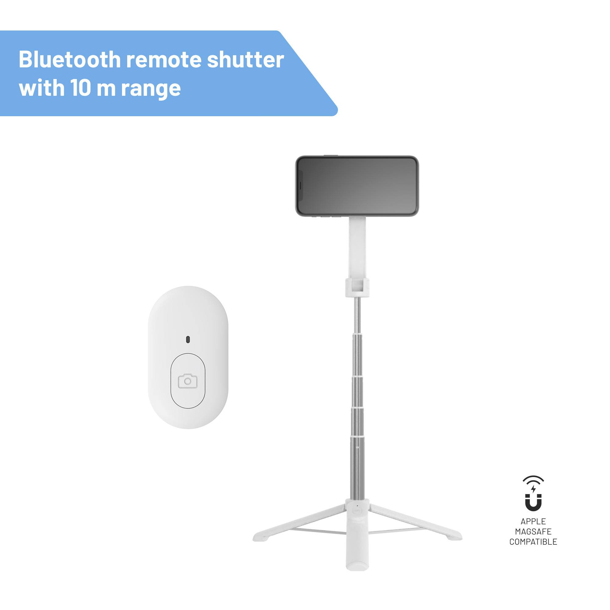 FIXED FIXSN-M-WH Selfie Stick Weiß Bluetooth, Integriertes Stativ