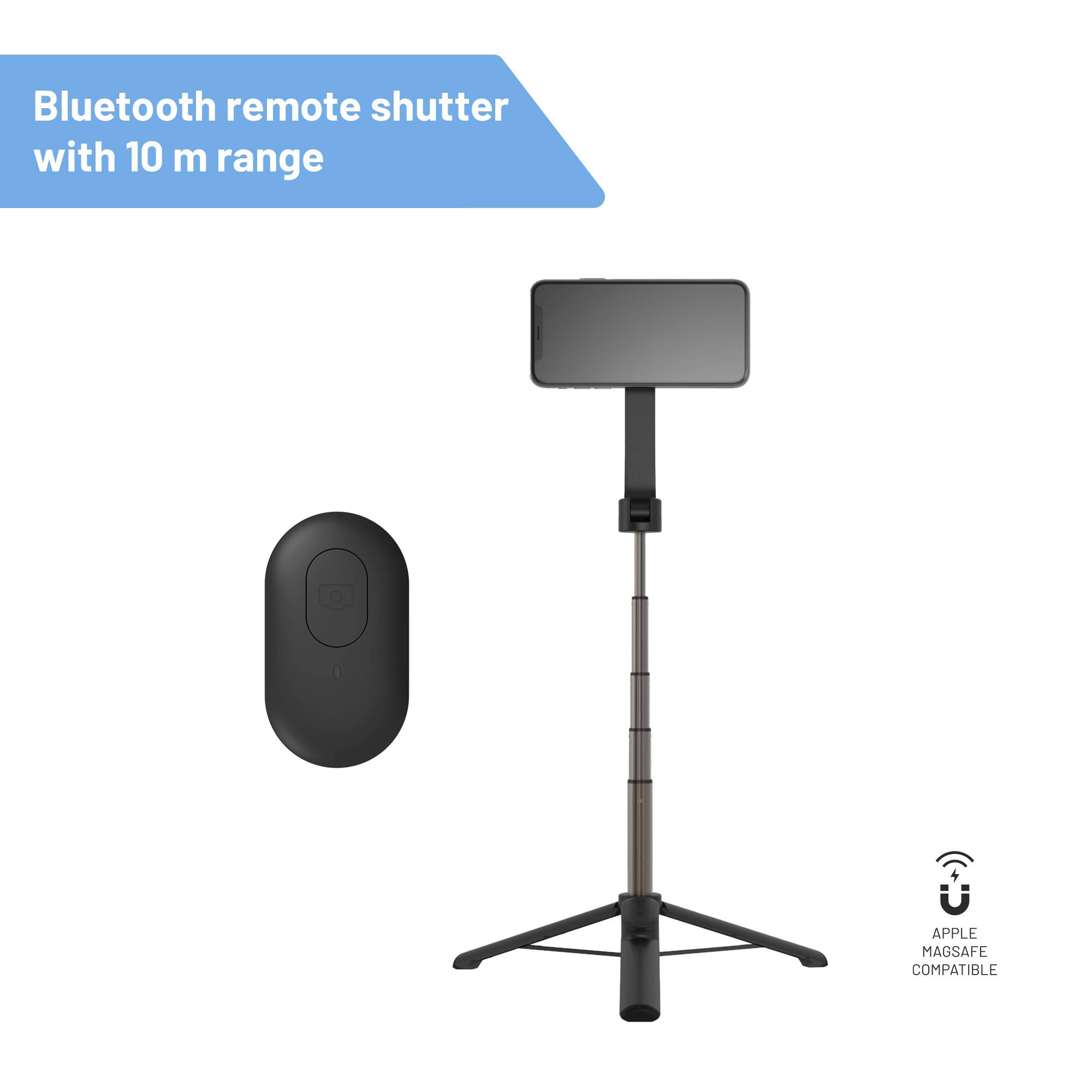 FIXED FIXSN-M-BK Selfie Stick Schwarz Bluetooth, Integriertes Stativ