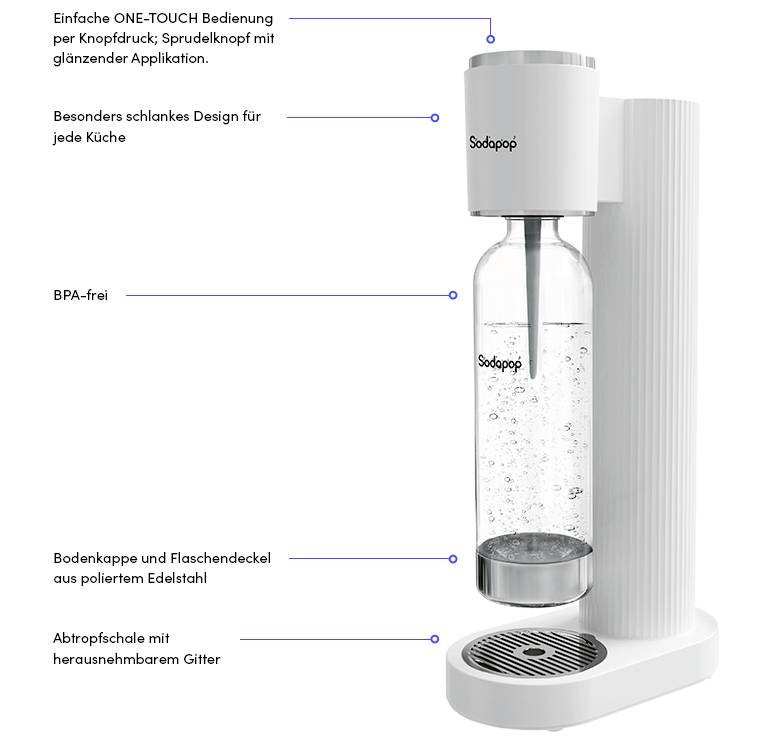 Sodapop Wassersprudler Cooper Weiß inkl. 1 PET-Flasche