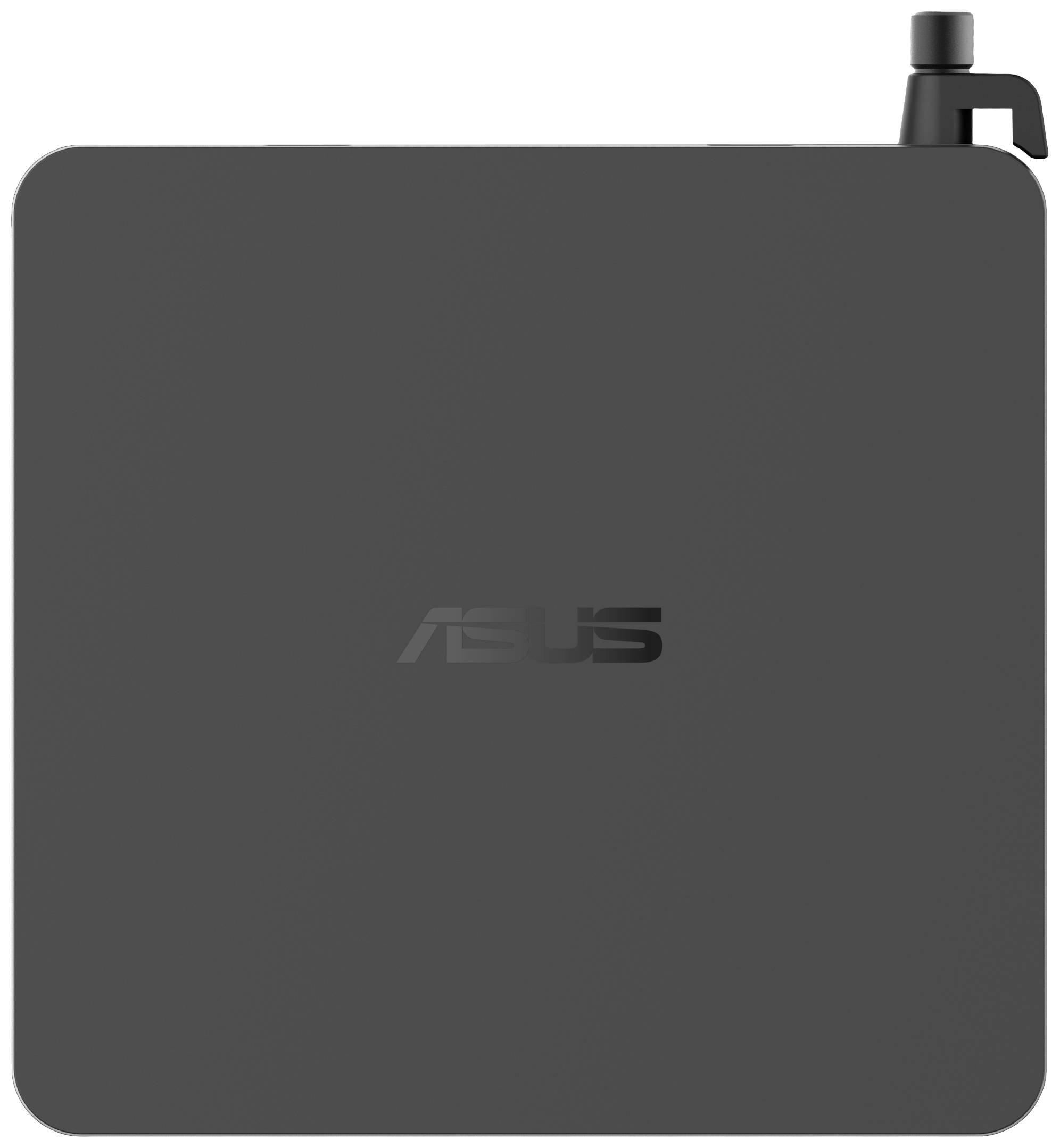Schwarze, quadratische Box mit 'ASUS'-Logo in der Mitte und einer kleinen Antenne oben rechts.