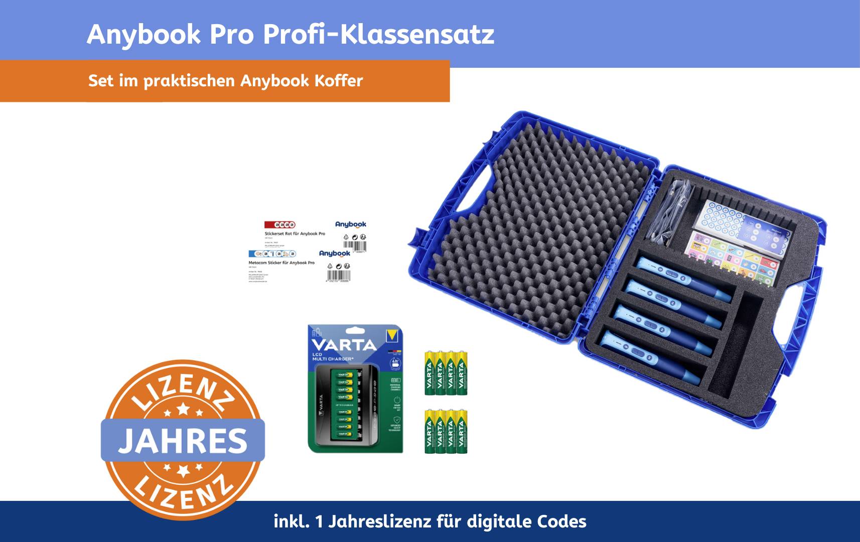 Anybook Audio-digitaler Vorlesestift Profi-Klassensatz Pro Deutsch 4St.