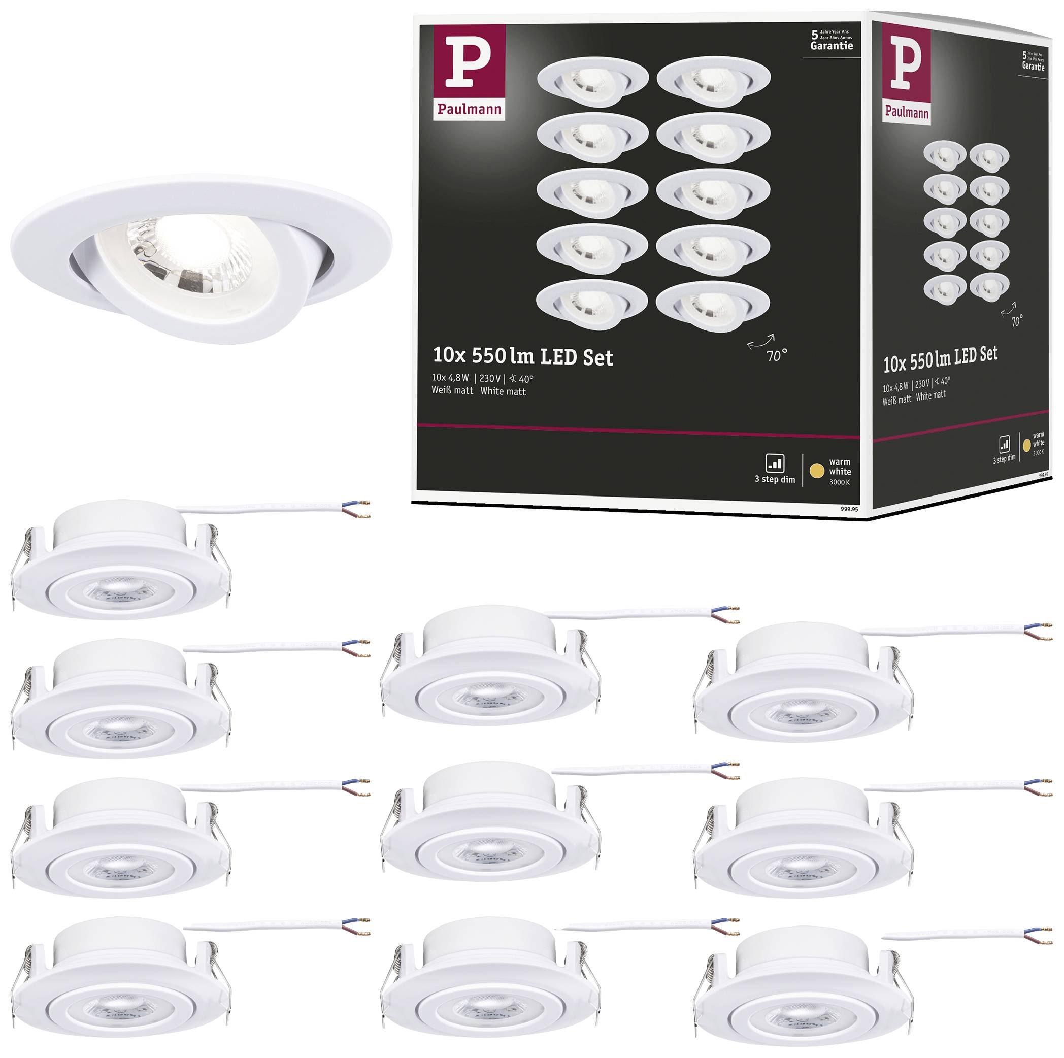 Paulmann 99995 Einbauleuchte LED 4.8W Weiß (matt)