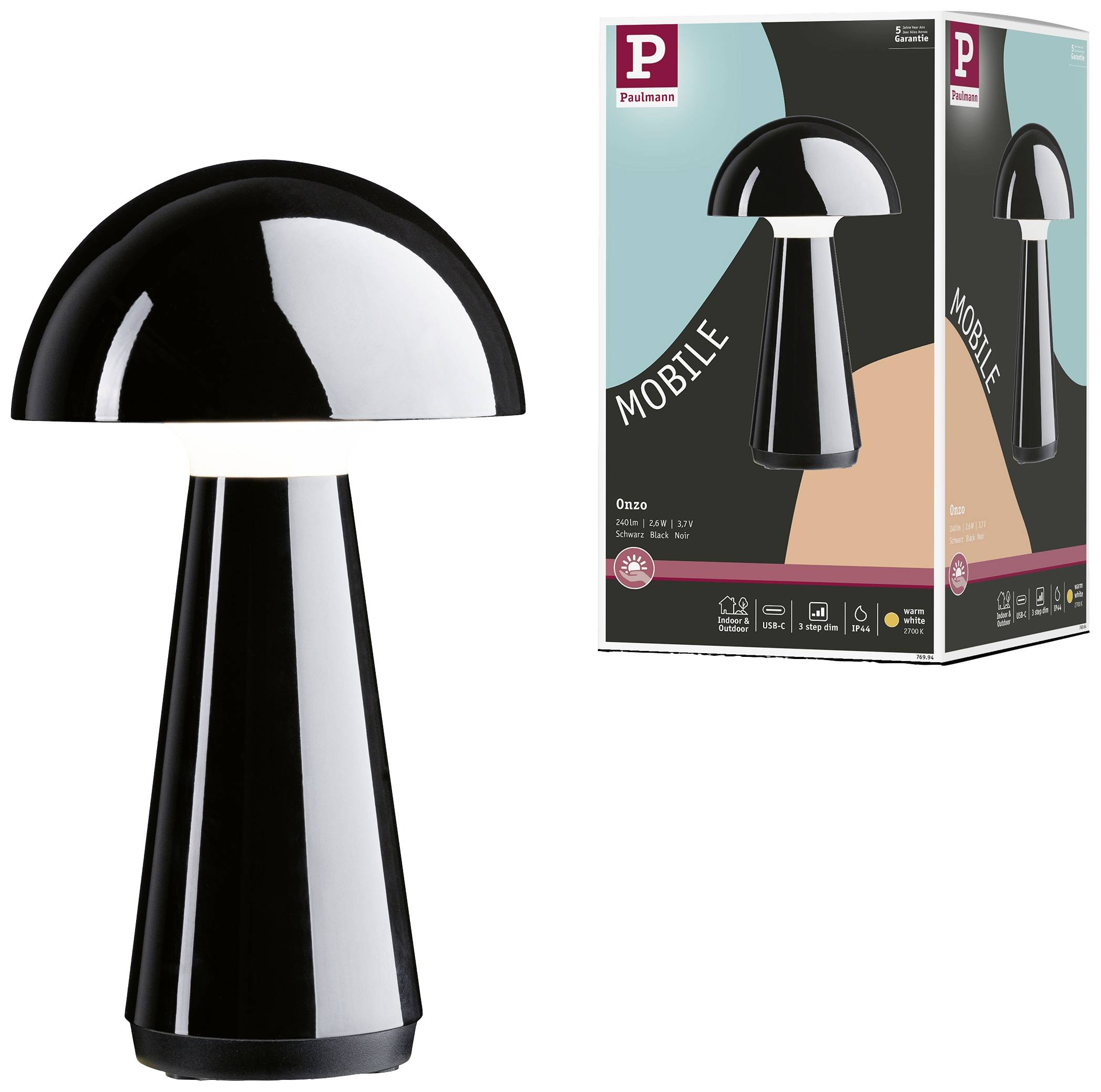 Paulmann 76994 Onzo LED-Außentischlampe 2.6W Warmweiß Schwarz