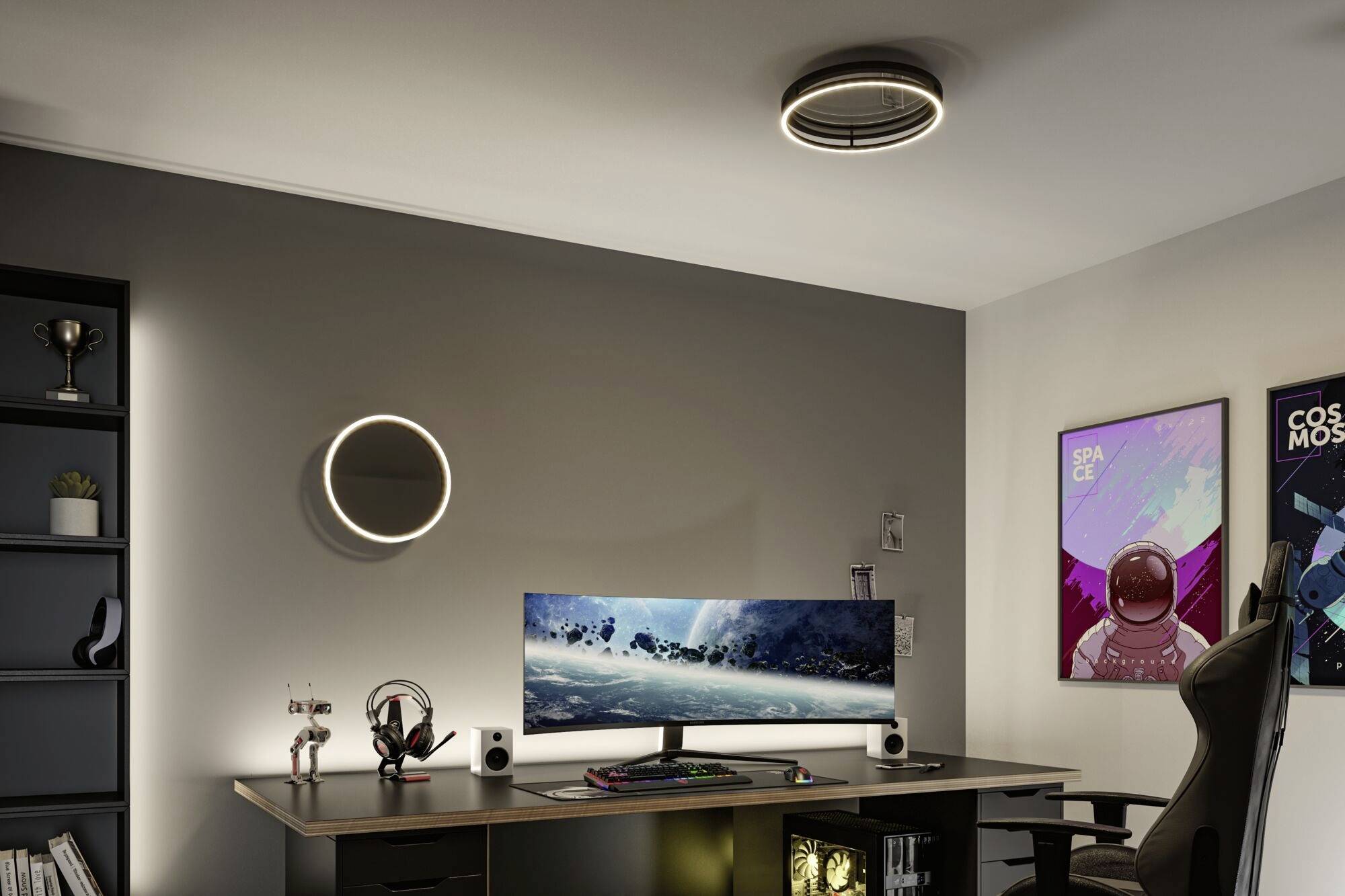 Paulmann 71056 Spaceglow LED-Deckenleuchte LED 34.5W Schwarz (matt)