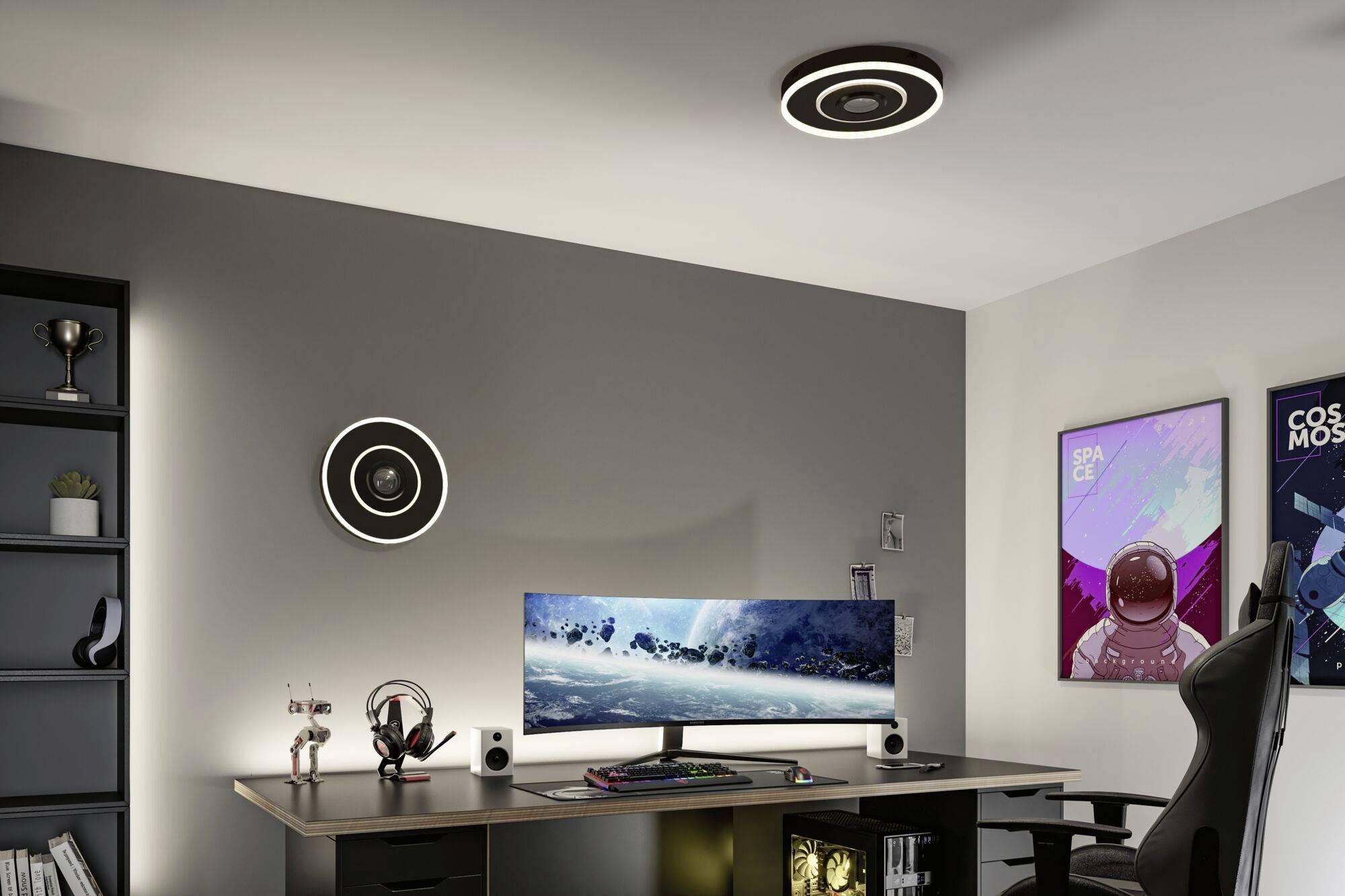 Paulmann 71039 Spaceglow LED-Deckenleuchte LED 22W Schwarz (matt)