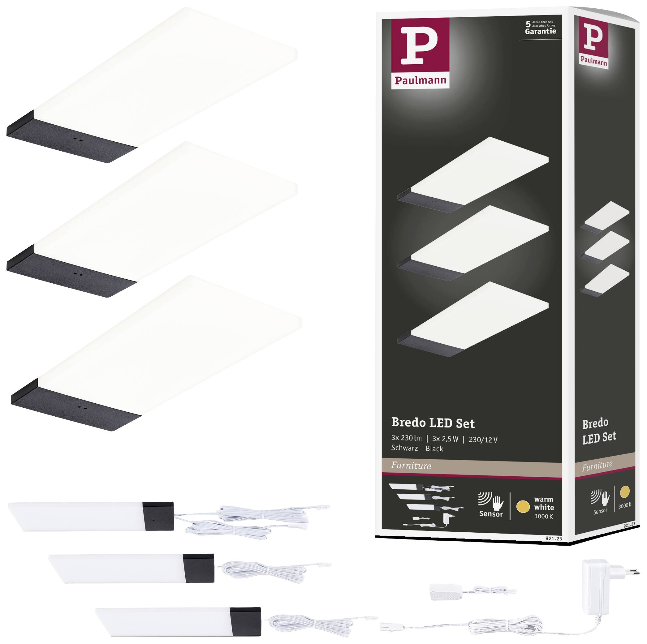 Paulmann Bredo LED-Aufbauleuchte 2.5W Warmweiß Schwarz