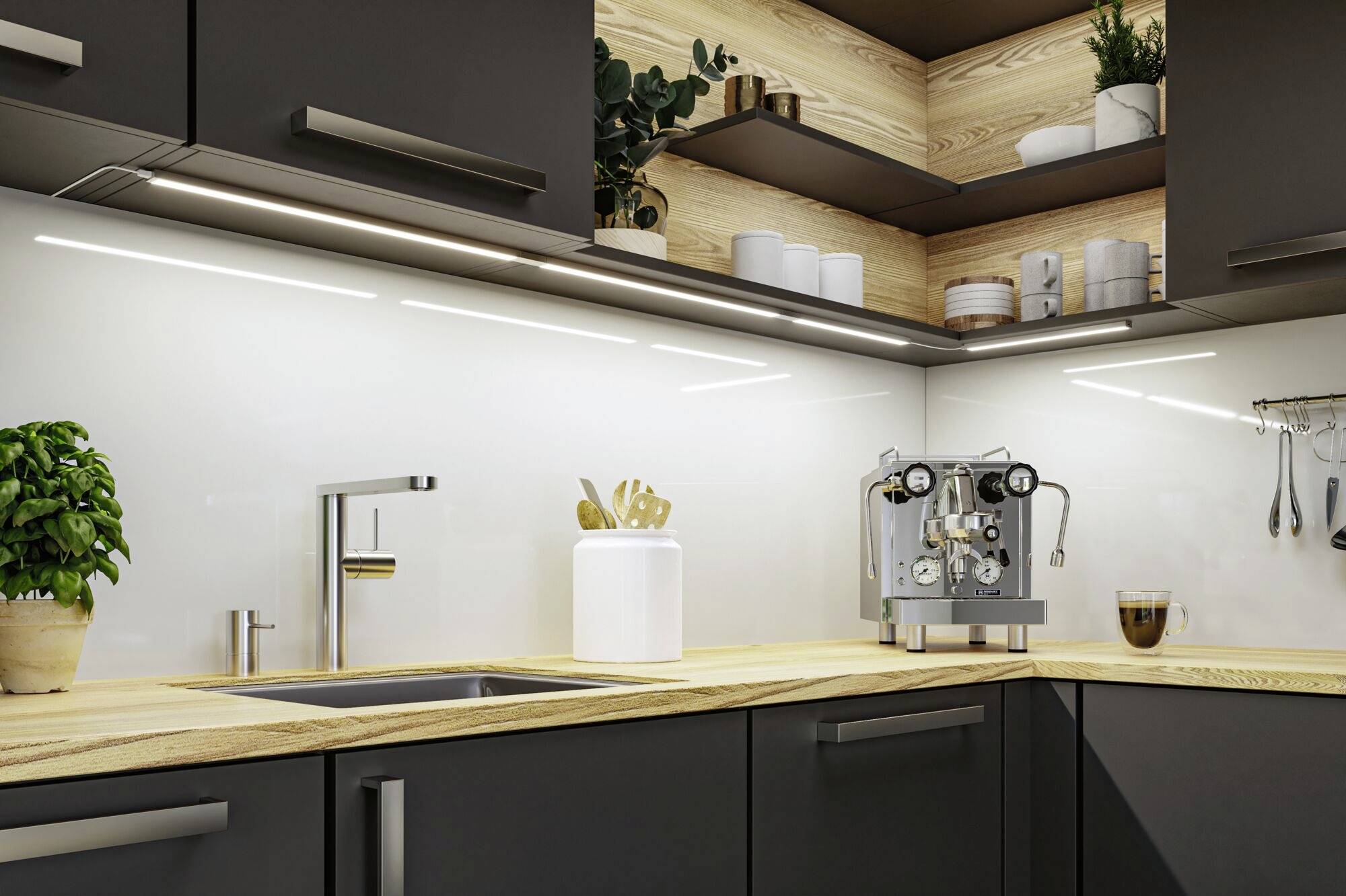 Paulmann Inline LED-Unterbauleuchte-Basisset LED 4W Warmweiß Chrom (matt)