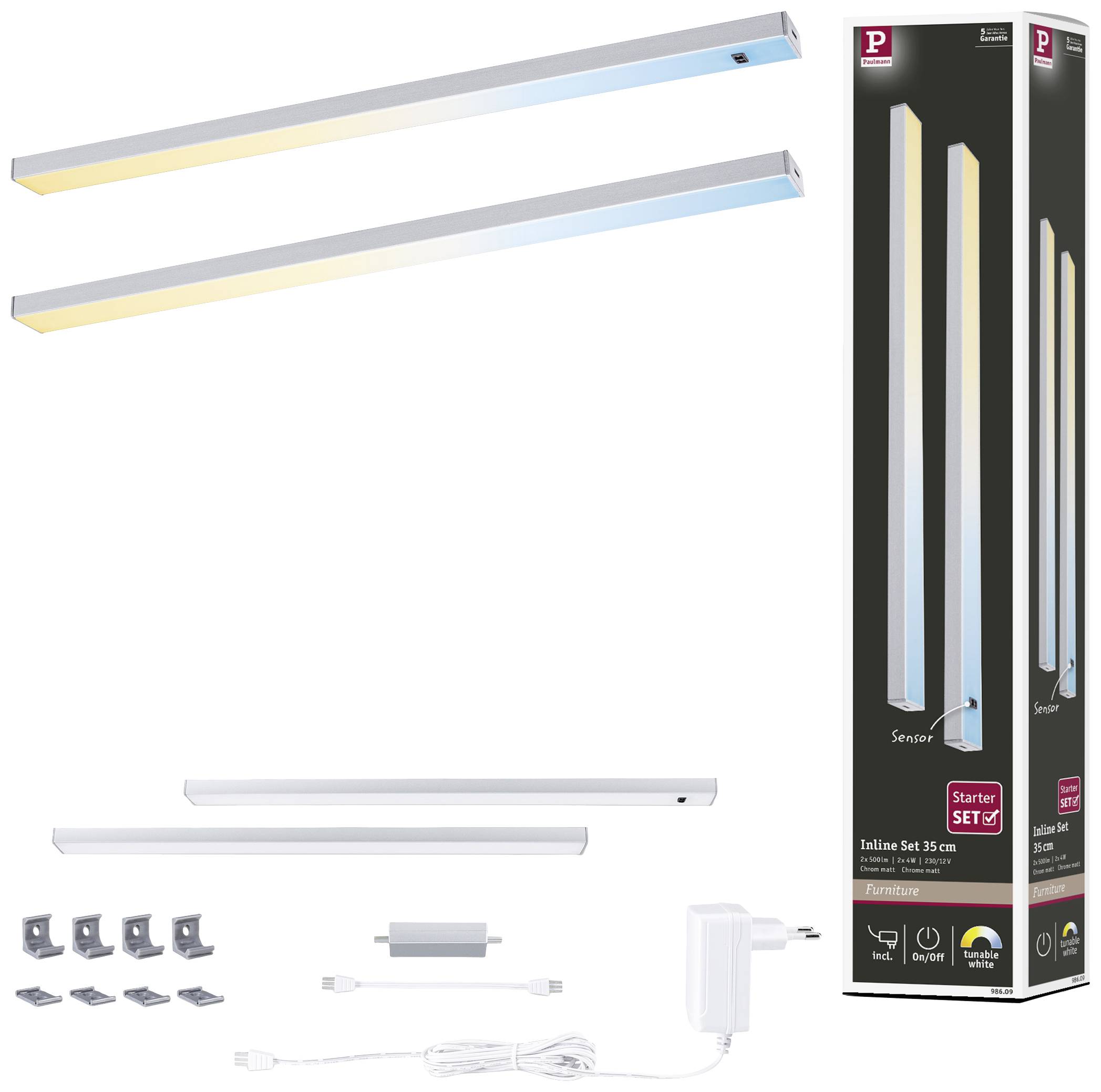 Paulmann Inline LED-Unterbauleuchte-Basisset LED 4W Warmweiß Chrom (matt)