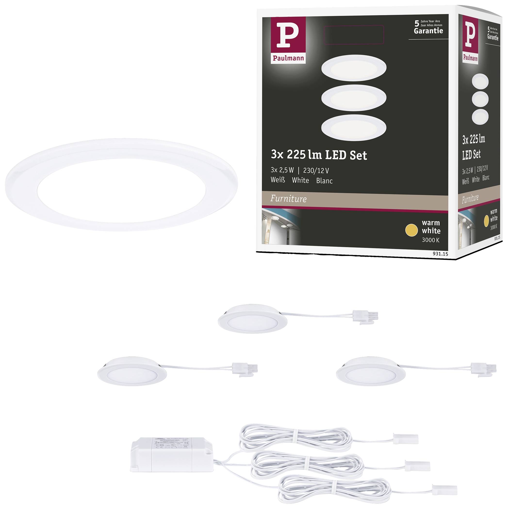 Paulmann LED-Schrankleuchte LED 2.5W Warmweiß Weiß