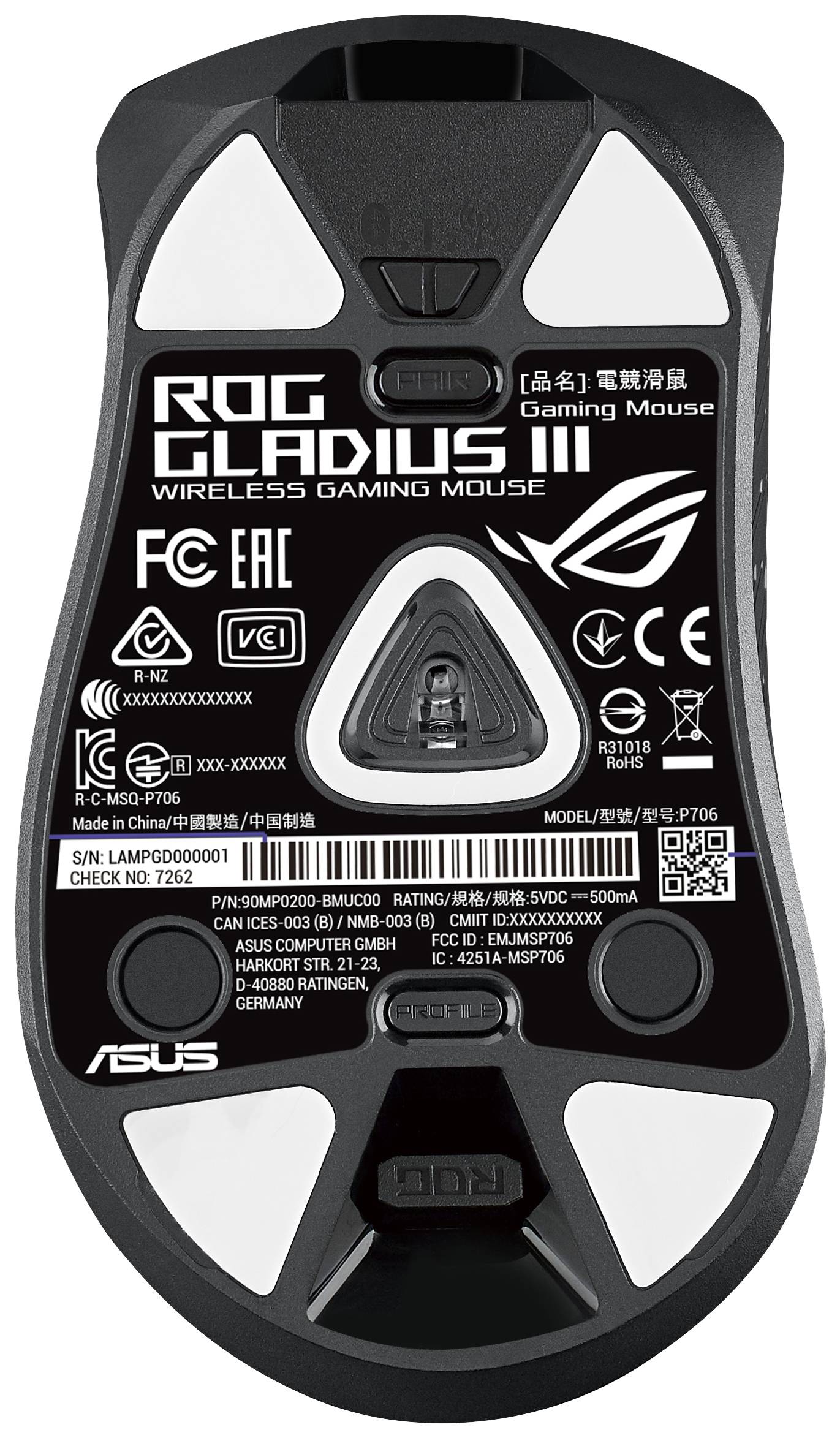 Asus ROG GLADIUS III Gaming-Maus USB Optisch Schwarz 9 Tasten 19000 dpi Ergonomisch, Beleuchtet
