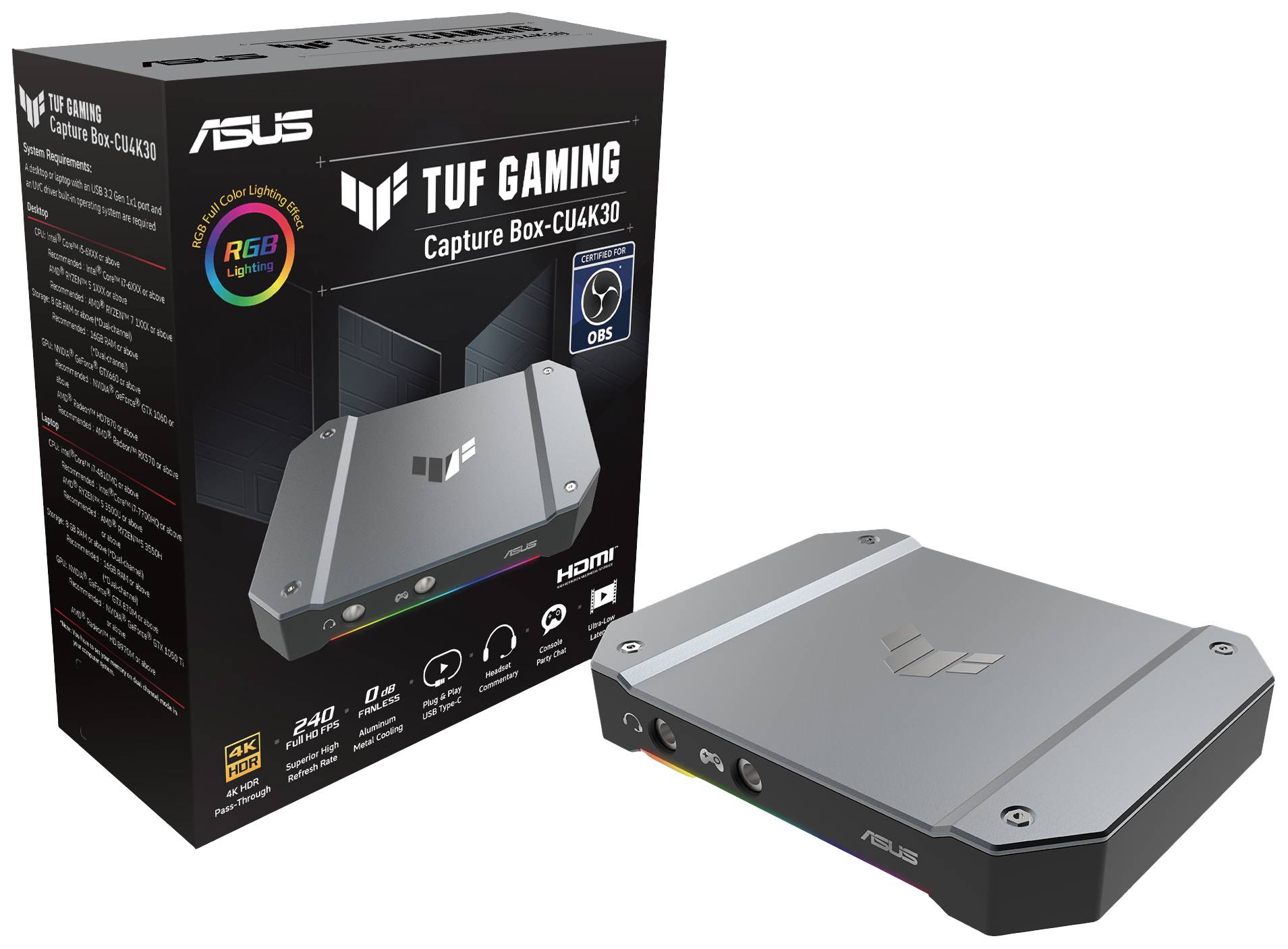 Asus TUF GAMING CAPTURE BOX-CU4K30 Video Capture System USB Full-HD-Auflösung