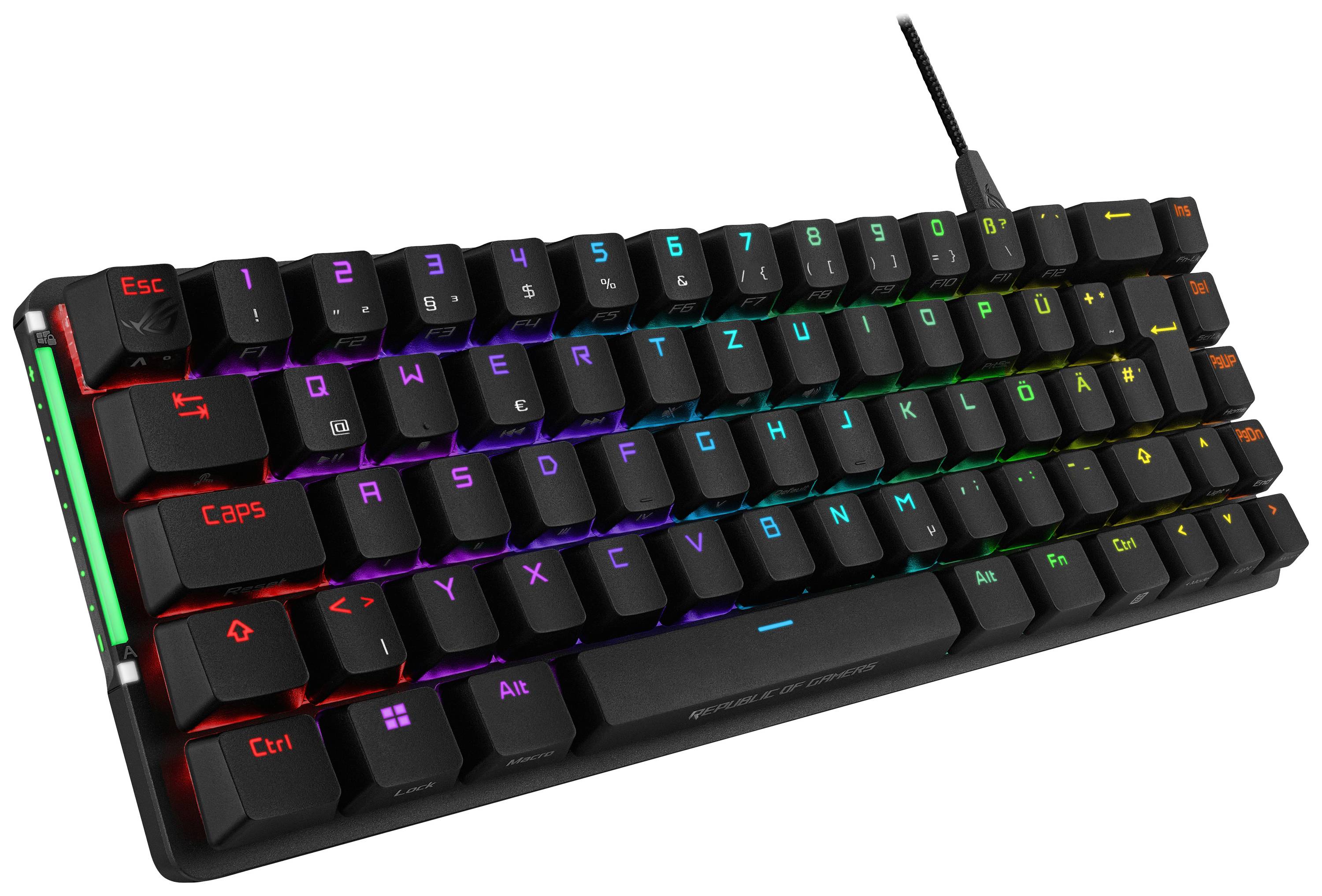 Asus ROG Falchion Ace BLK USB Gaming-Tastatur Deutsch, QWERTZ Schwarz Beleuchtet, Abnehmbares Kabel