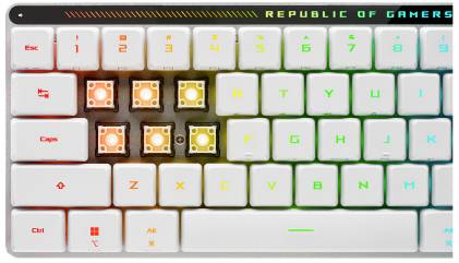 Asus ROG Falchion RX Low Profile USB, Funk, Bluetooth® Gaming-Tastatur Deutsch, QWERTZ Weiß Switch: Red, Beleuchtet