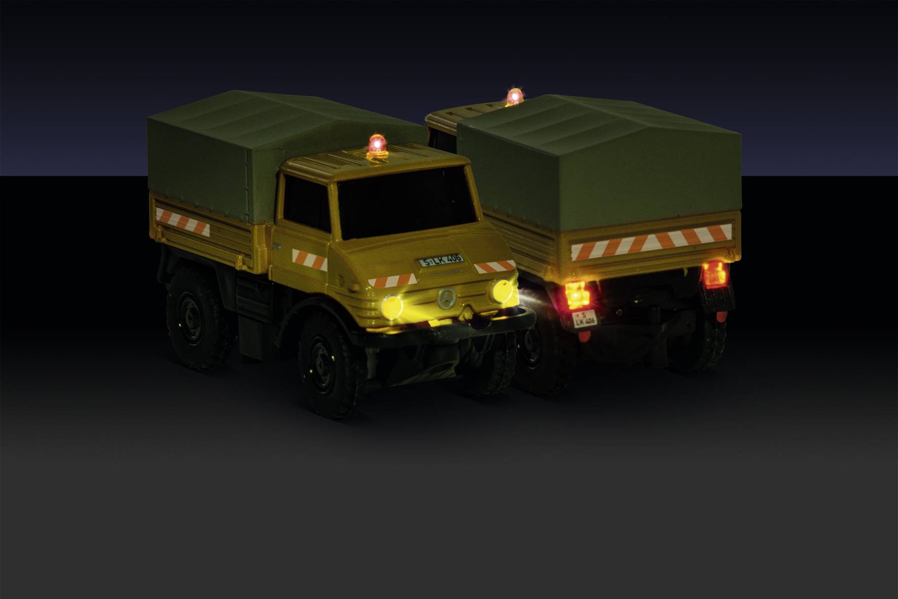 Carson Modellsport 500504146 MB Unimog U406 Zweiwegefahrzeug 1:87 RC Modell-LKW Elektro Straßenmodell inkl. Akku, Ladegerät und Senderbatterien