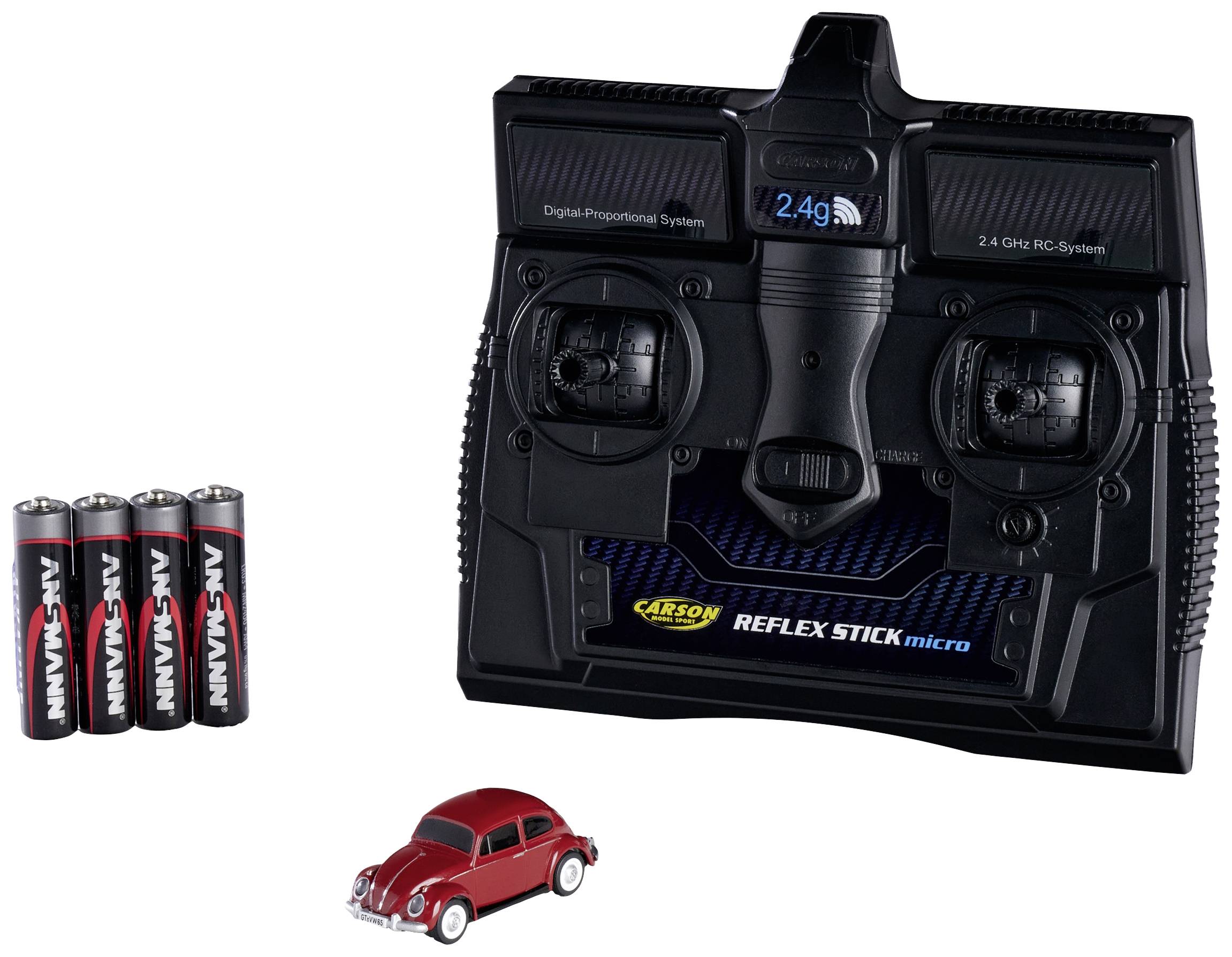 Carson Modellsport 500504147 Volkswagen Beetle 1:87 RC Modellauto Elektro Straßenmodell inkl. Akku, Ladegerät und Senderbatterien