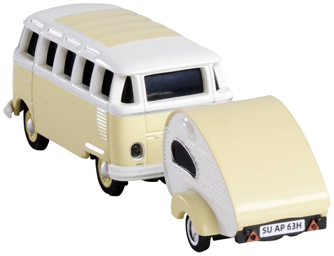 Carson Modellsport 500504164 VW T1 SambaBus mit Wohnwagen 1:87 RC Modellauto Elektro Straßenmodell