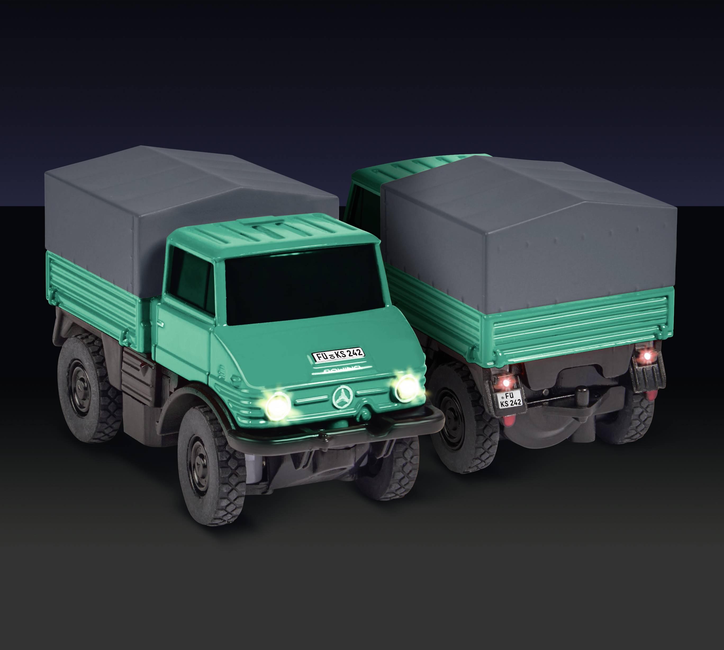 Carson Modellsport 500504165 MB Unimog Forst mit Hänger 1:87 RC Modell-LKW Elektro Straßenmodell