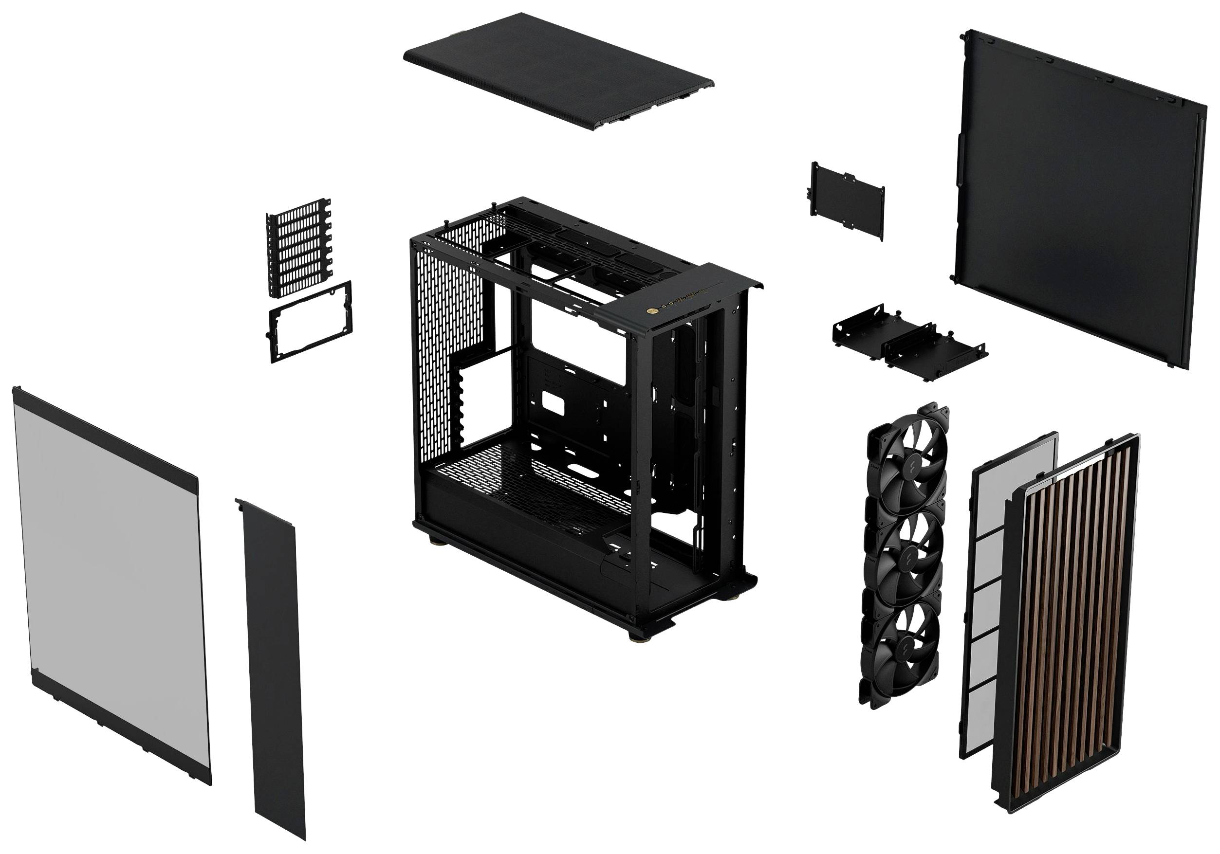 Fractal Design North XL Midi-Tower Gaming-Gehäuse Charcoal, Schwarz Staubfilter, 3 vorinstallierte Lüfter, Seitenfenster