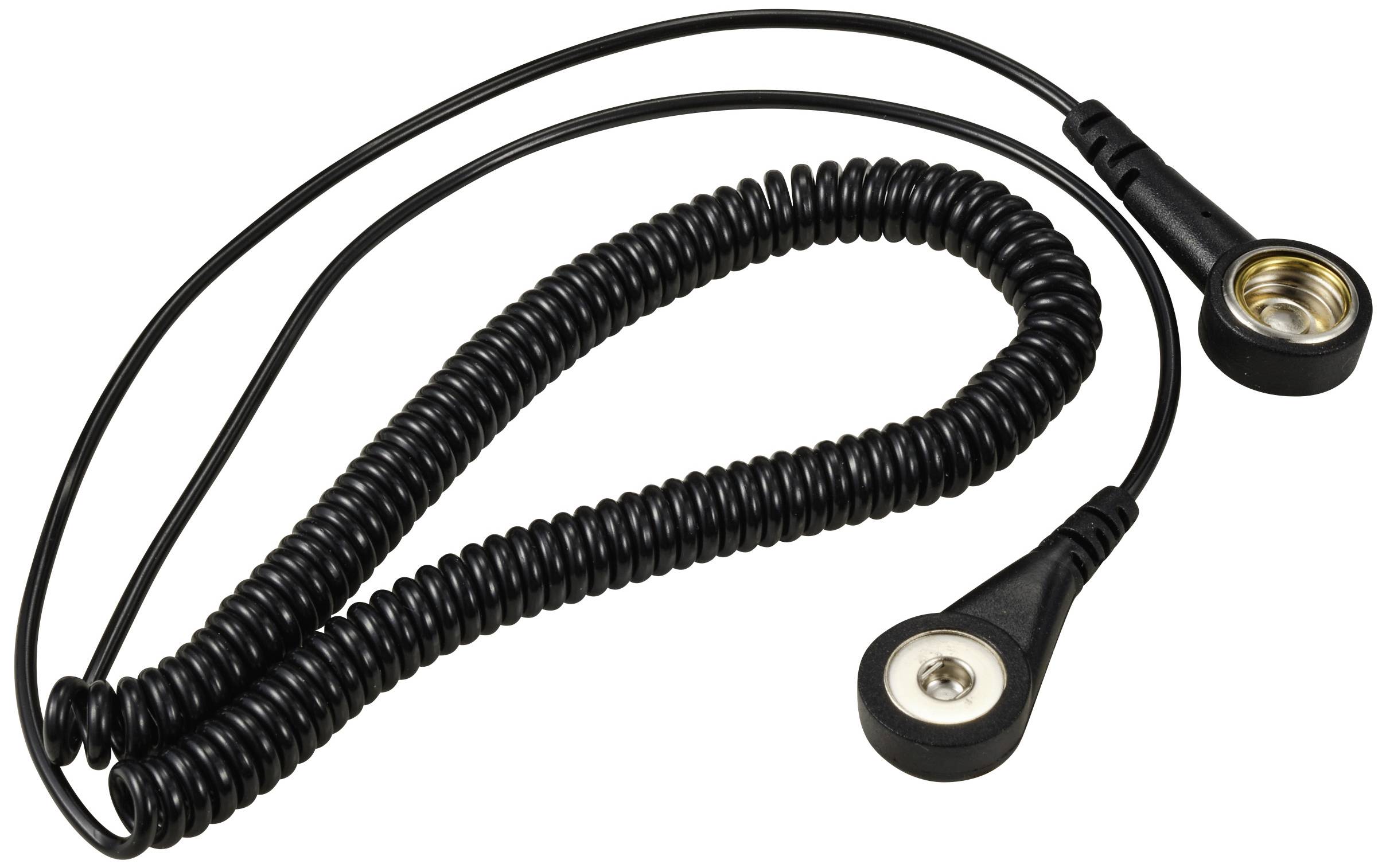 TRU COMPONENTS TC-12356292 ESD-Erdungskabel Schwarz 2.40m Druckknopf 4 mm, Druckknopf 10mm