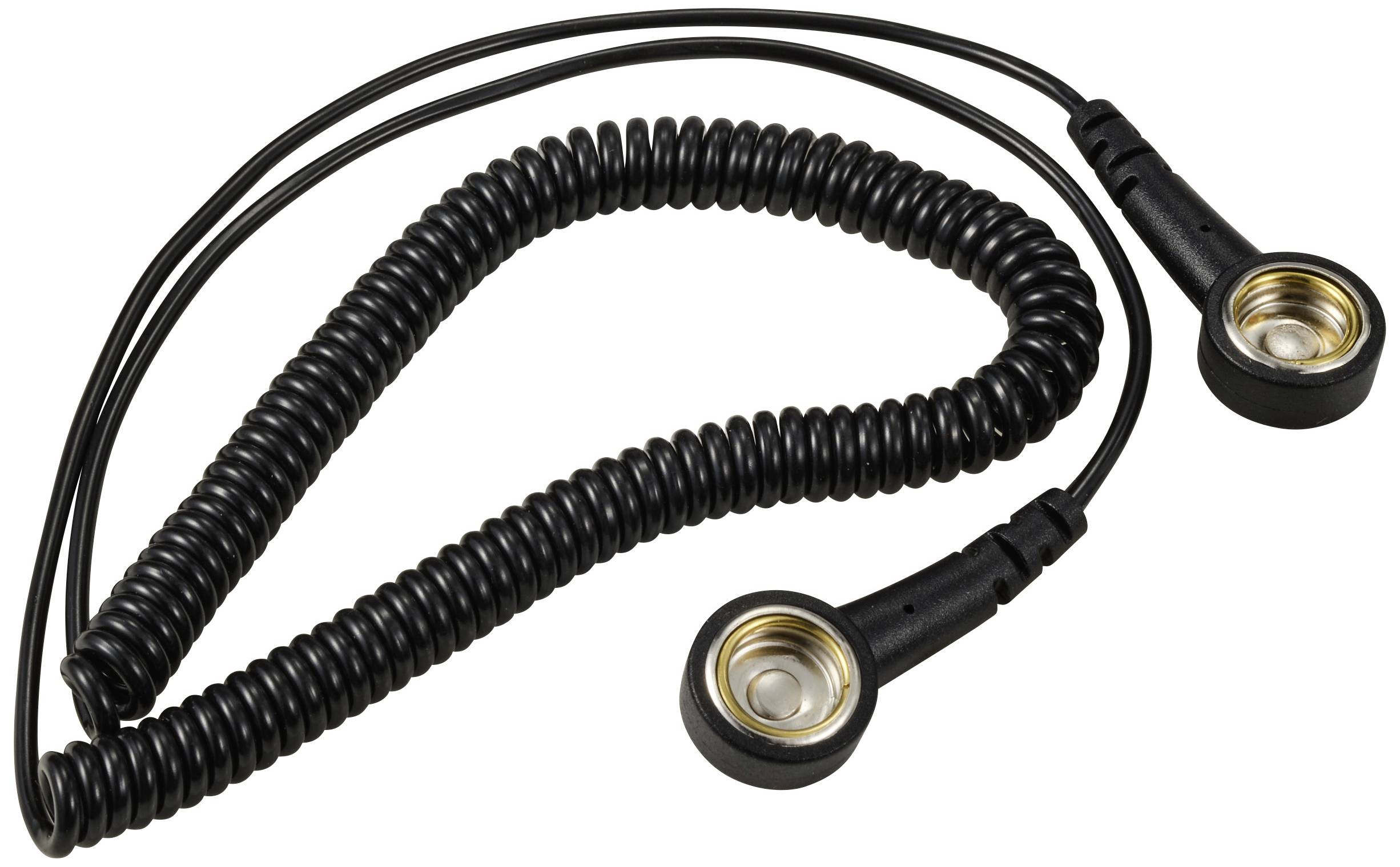 TRU COMPONENTS TC-12356296 ESD-Erdungskabel Schwarz 2.40m Druckknopf 10 mm, Druckknopf 10mm