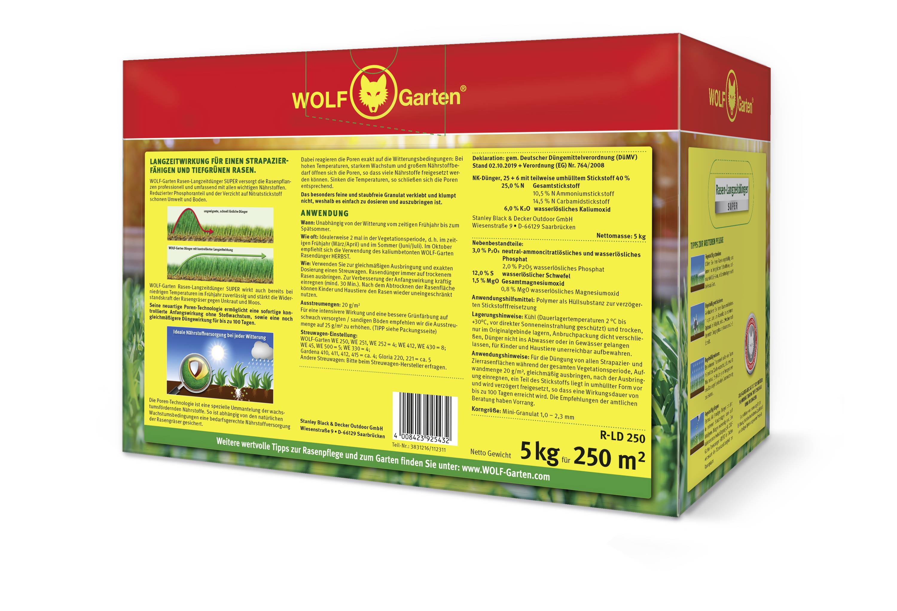 WOLF-Garten 3831035 R-LD 250 Rasen-Langzeitdünger - 250 qm 1St.