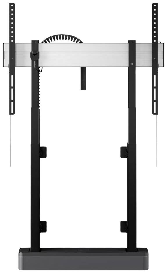 Ein verstellbarer TV-Wandhalterung mit einem stabilen Metallrahmen, geeignet für große Bildschirme; verstärkte Halteschienen vorhanden.
