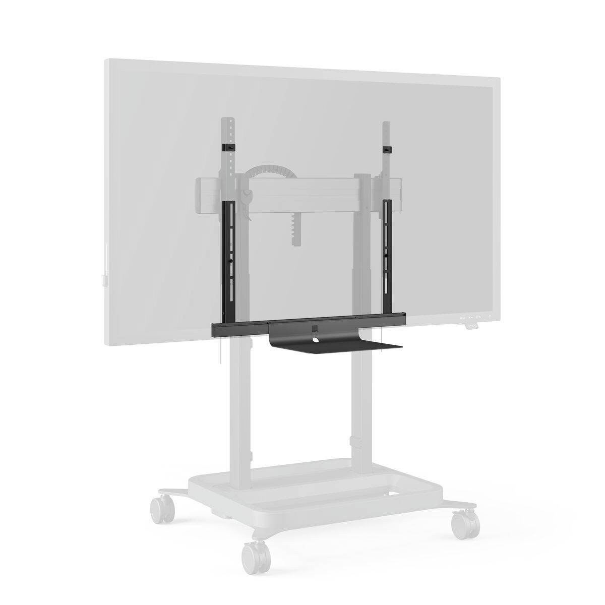 Ein mobiler TV-Ständer mit verstellbarem VESA-Halterungssystem ohne Monitor. Ideal für Präsentationen oder Schulungen.