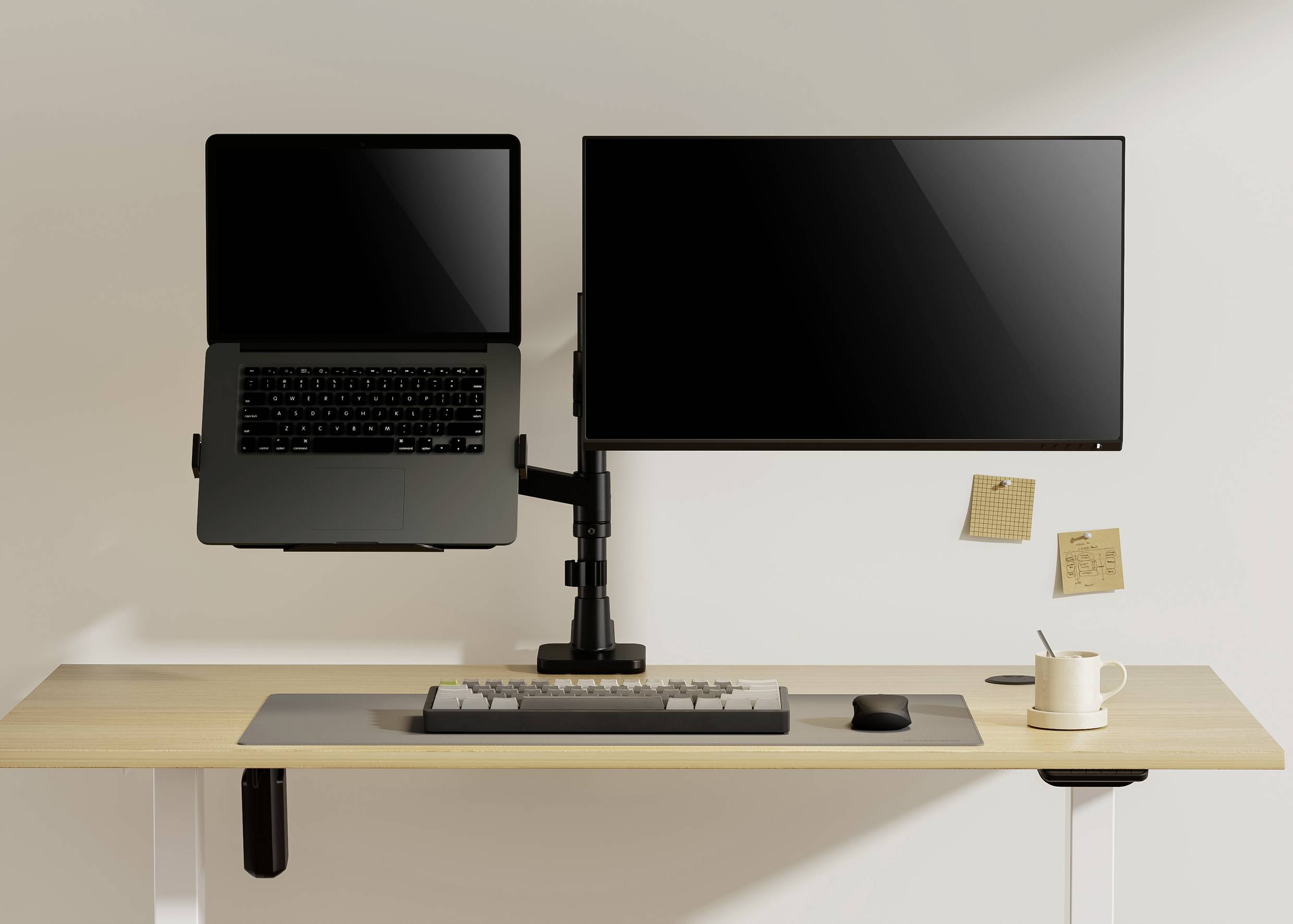 SpeaKa Professional SP-MM-1000 1fach Monitor-Standfuß 43,2cm (17") - 124,5cm (49") Schwarz Notebook-Ablage, Neigbar+Schwenkbar