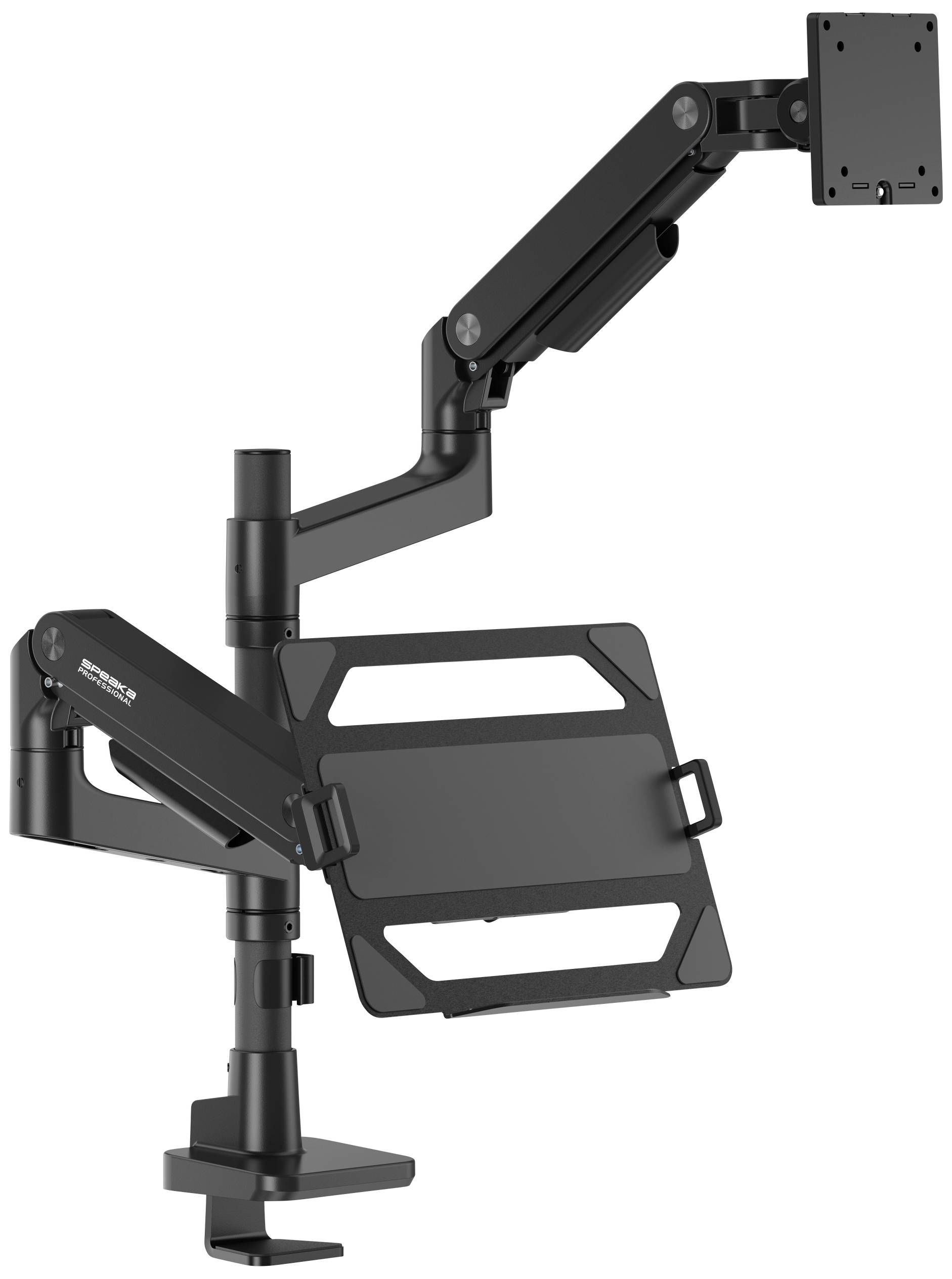 SpeaKa Professional SP-MM-1000 1fach Monitor-Standfuß 43,2cm (17") - 124,5cm (49") Schwarz Notebook-Ablage, Neigbar+Schwenkbar
