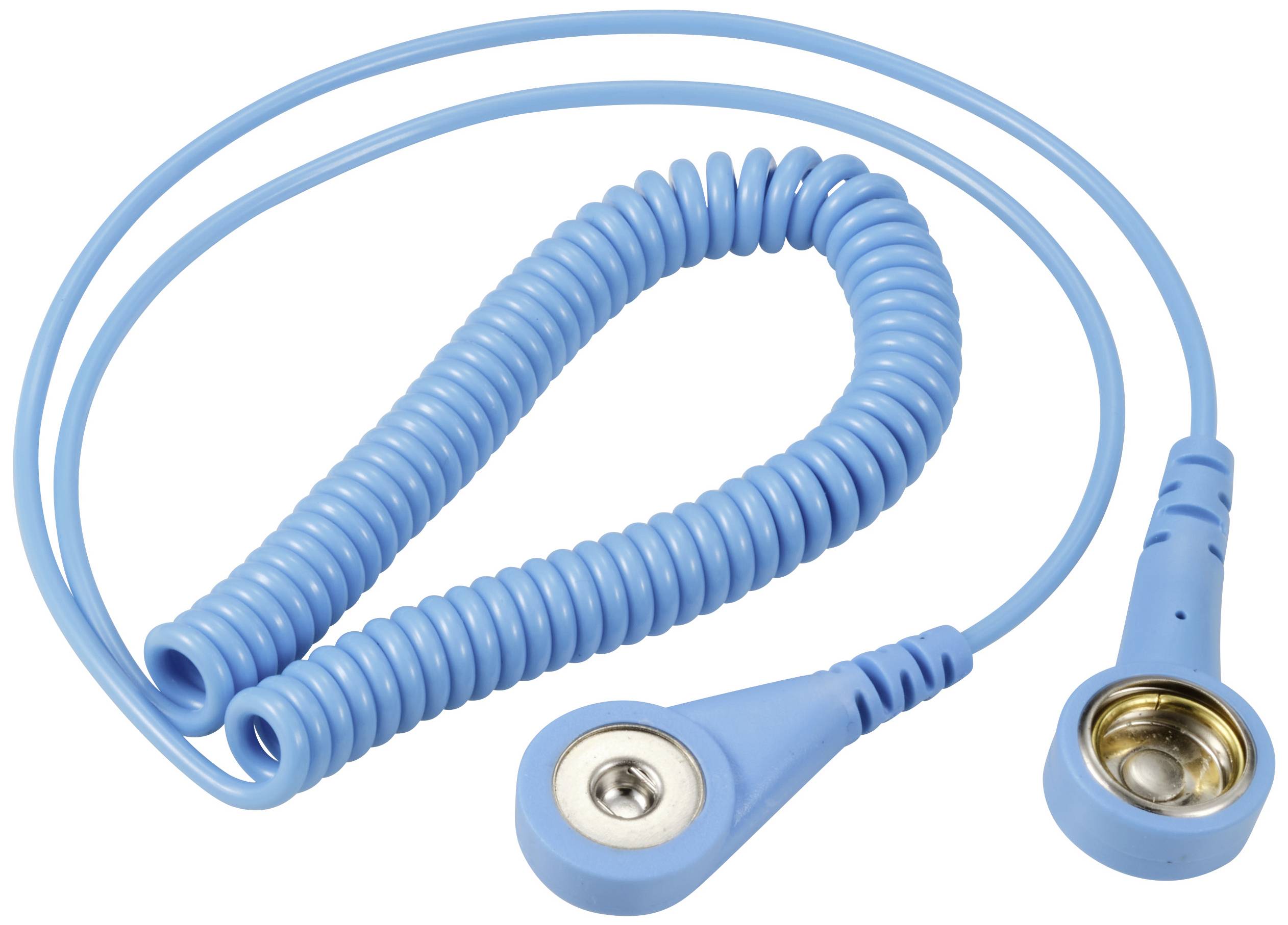 TRU COMPONENTS TC-12358912 ESD-Erdungskabel Hellblau 1.80m Druckknopf 4 mm, Druckknopf 10mm
