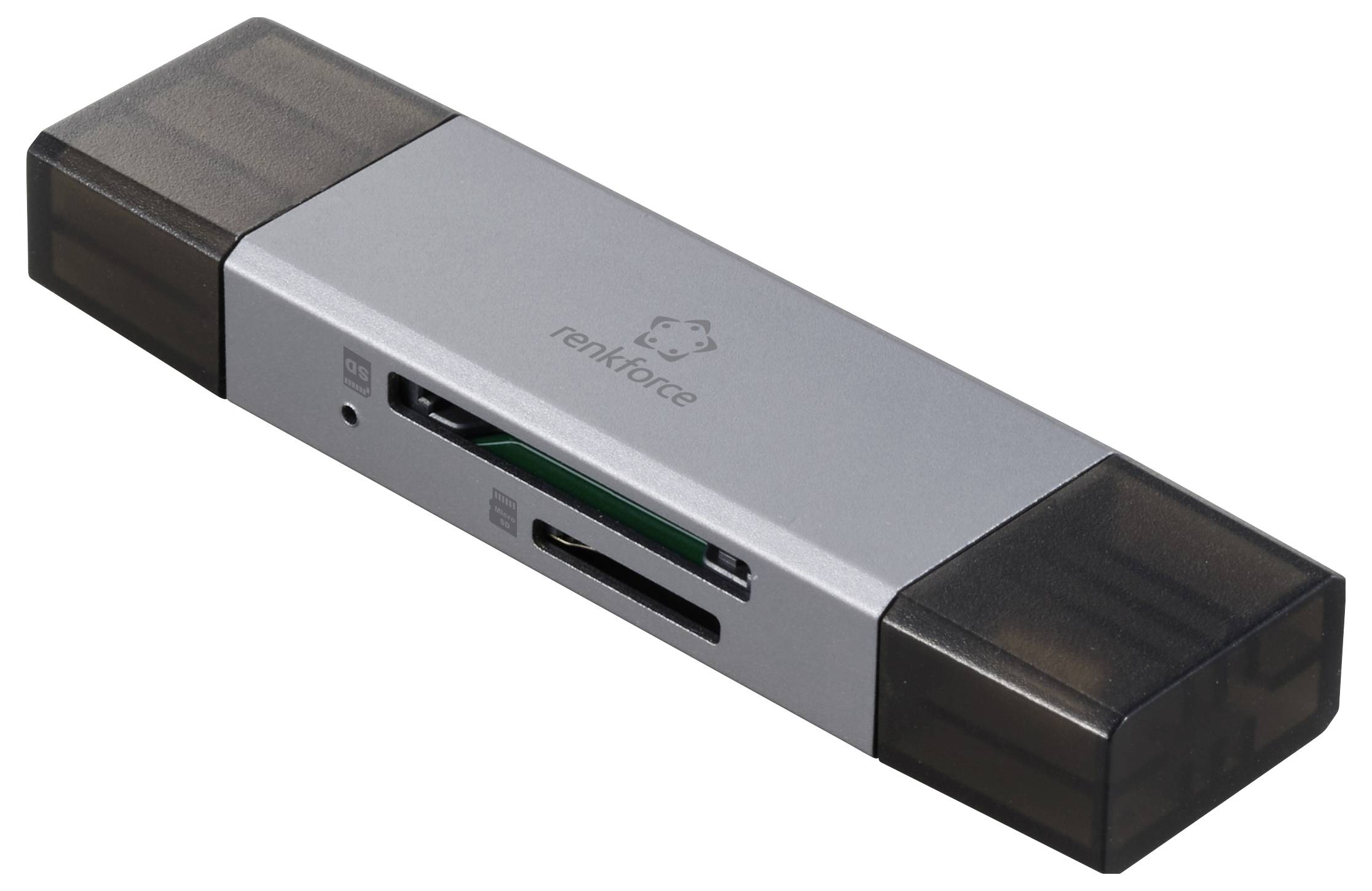 'Renkforce'-USB-Kartenleser in rechteckiger Form, mit mehreren Steckplätzen für verschiedene Speicherkartenformate.