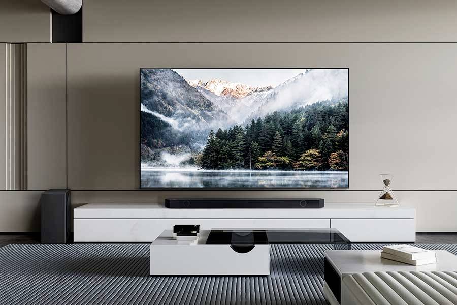 Samsung Q-Soundbar HW-Q810GD Surround System Schwarz Dolby Atmos®, Bluetooth®, High-Resolution Audio, WLAN, Wandbefestigung, Sprachsteuerung