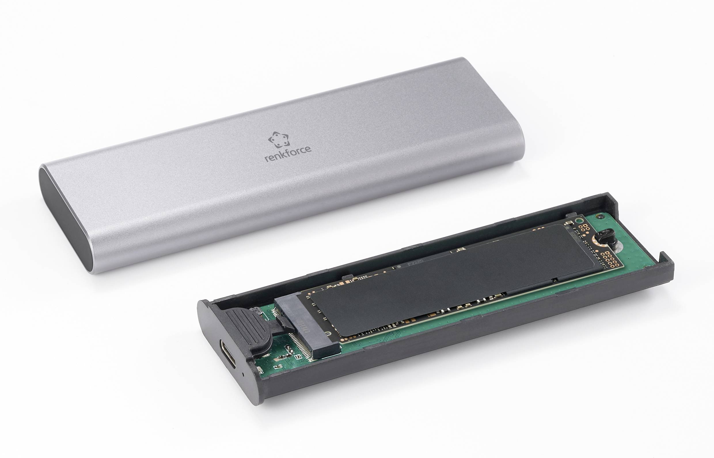 Renkforce RF-ENC-600 M.2 SSD-Gehäuse USB-C® (USB 3.2 Gen 2) 10 GBit/s M.2 PCIe NVMe, M.2 SATA 2230