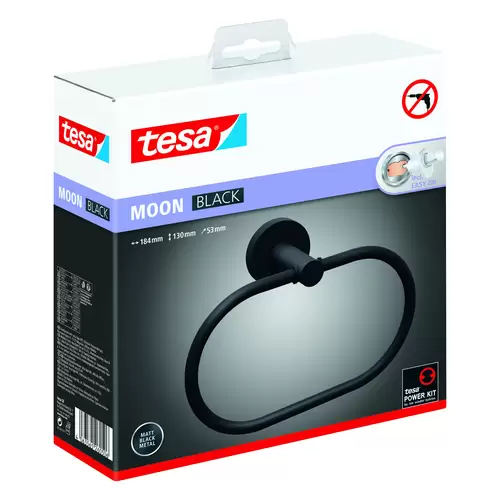 Tesa MOON BLACK Handtuchring Klebstoff Metall (pulverbeschichtet) Tesa MOON BLACK Handtuchring Klebstoff Metall (pulverbeschichtet)