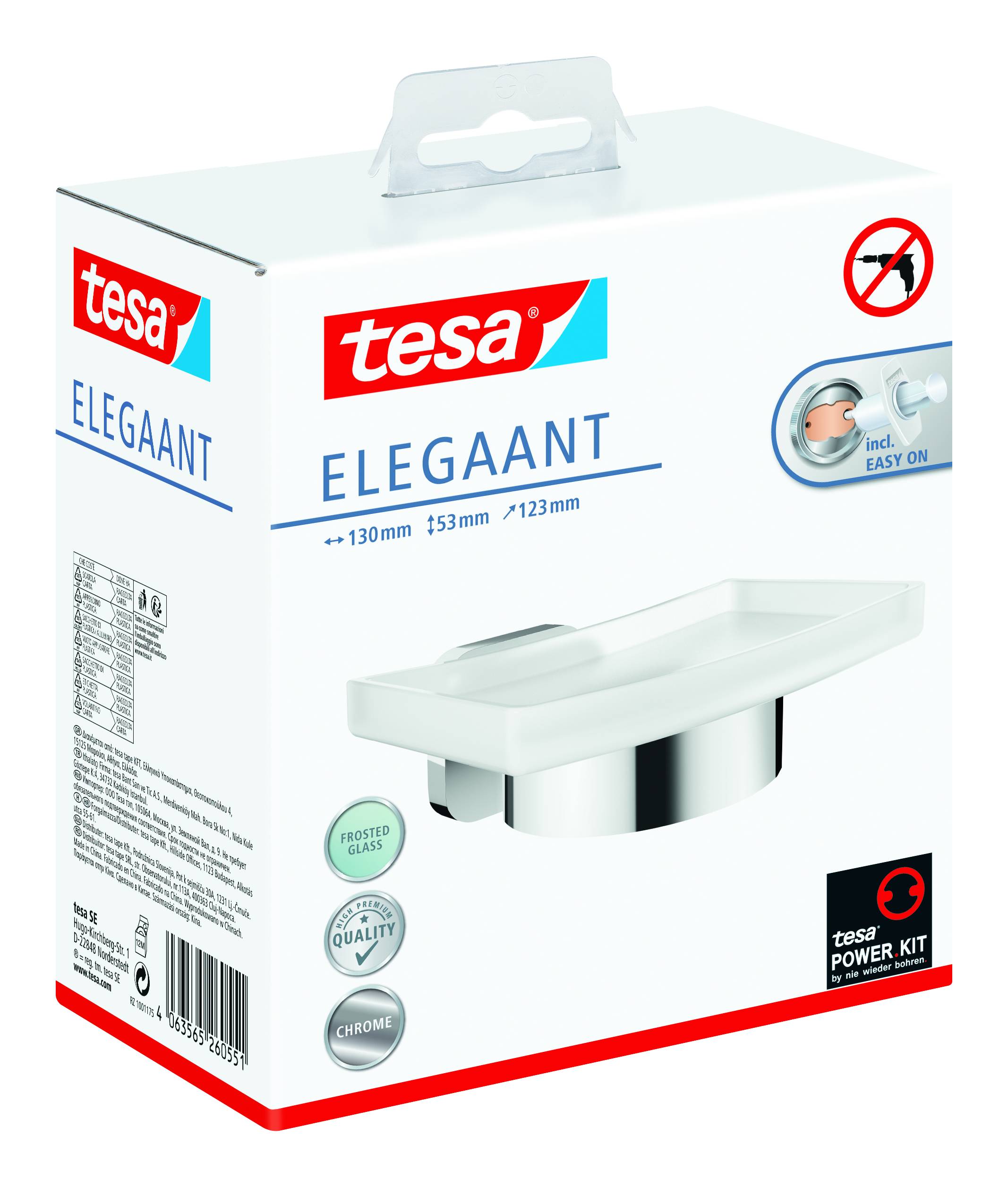 Tesa ELEGAANT 40628-00000-00 Seifenschale Chrom (glänzend), Weiß (satiniert)