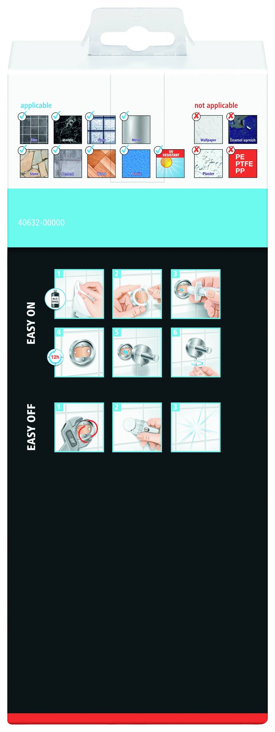 tesa SMOOZ Klobürsten-Garnitur Klebstoff Metall (verchromt), Glas (satiniert)