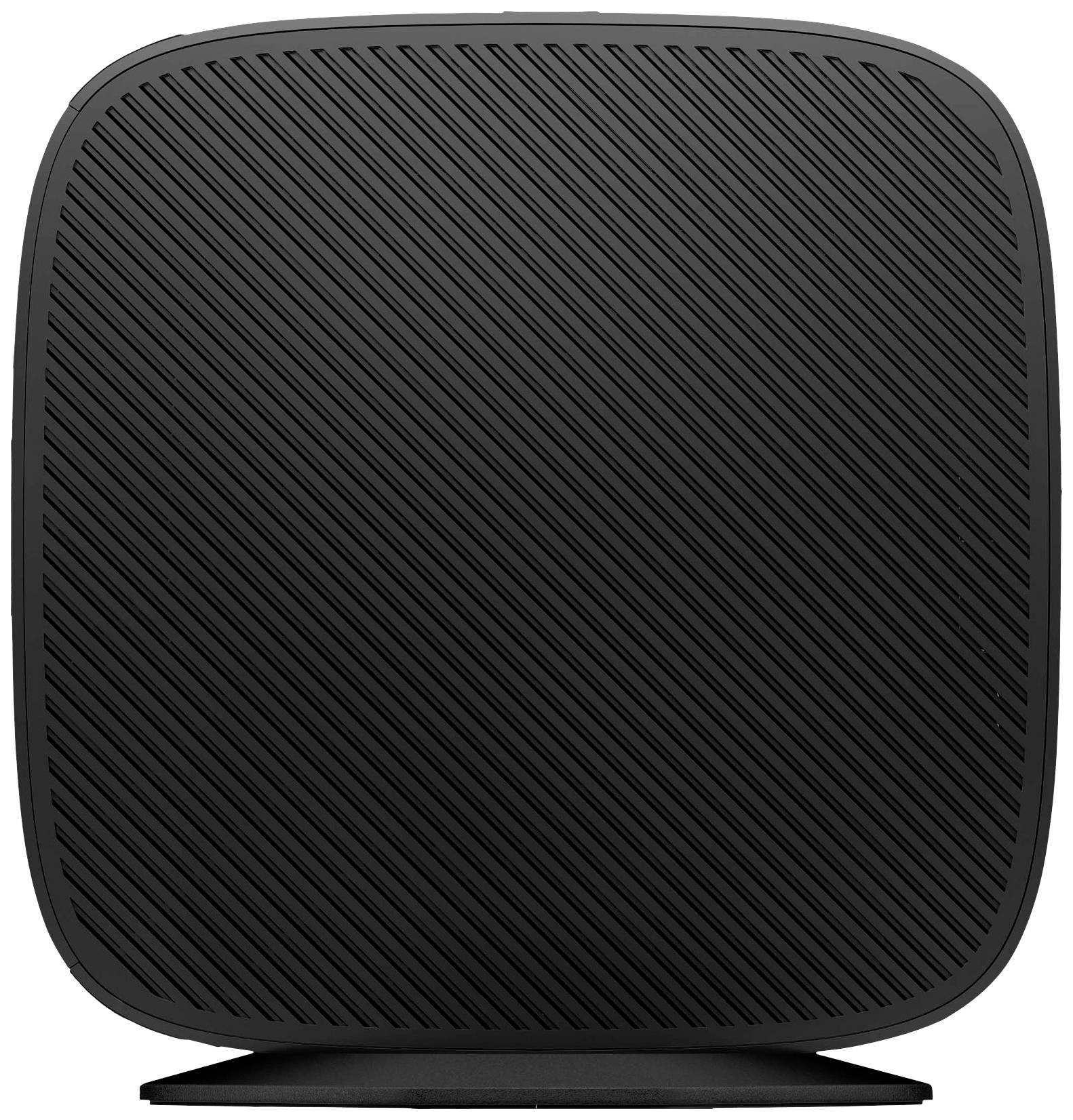 Ein schwarzes, modernes Gerät mit geripptem Design auf der Oberfläche. Es scheint ein elektronisches Produkt zur Luftreinigung oder ähnlichen Funktion zu sein.
