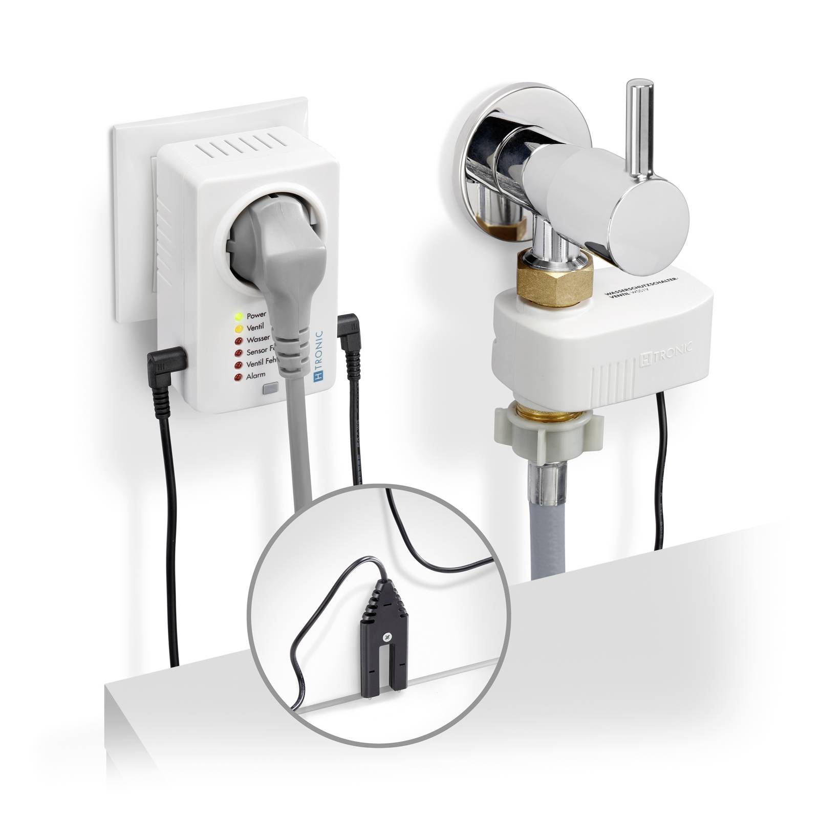 H-Tronic 1114725 WSS 1 Wassermelder mit externem Sensor netzbetrieben, über Steckdose