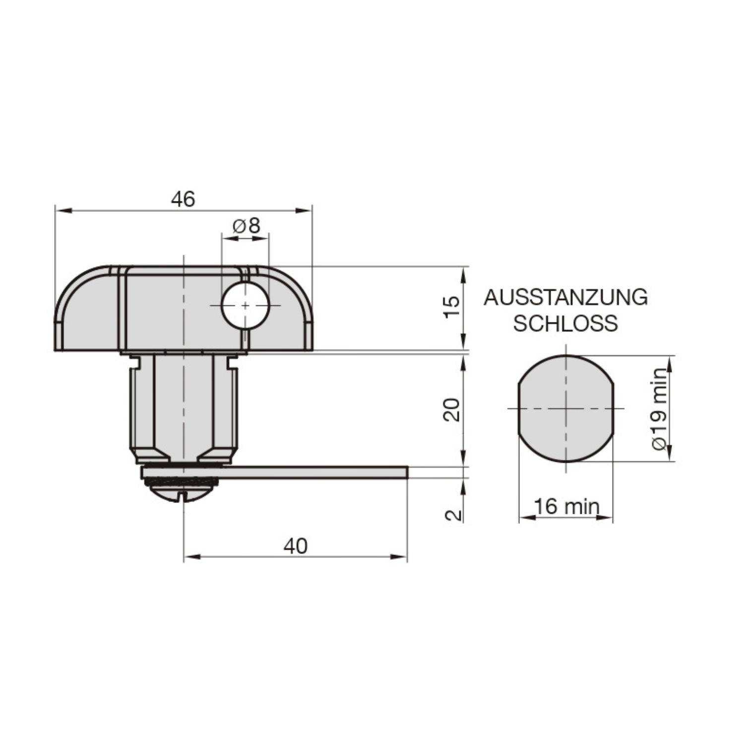 Basi 9000-1361 Drehriegelschloss Chrom