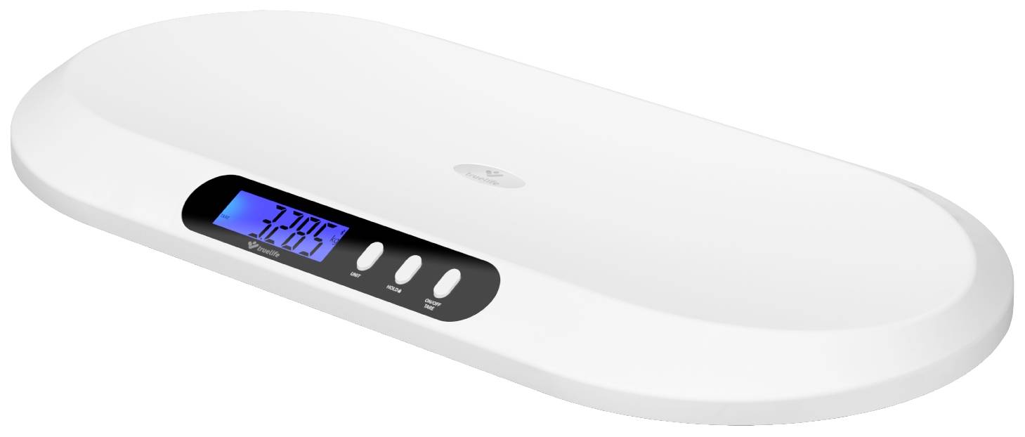 Babywaage mit digitalen Anzeige, zeigt 