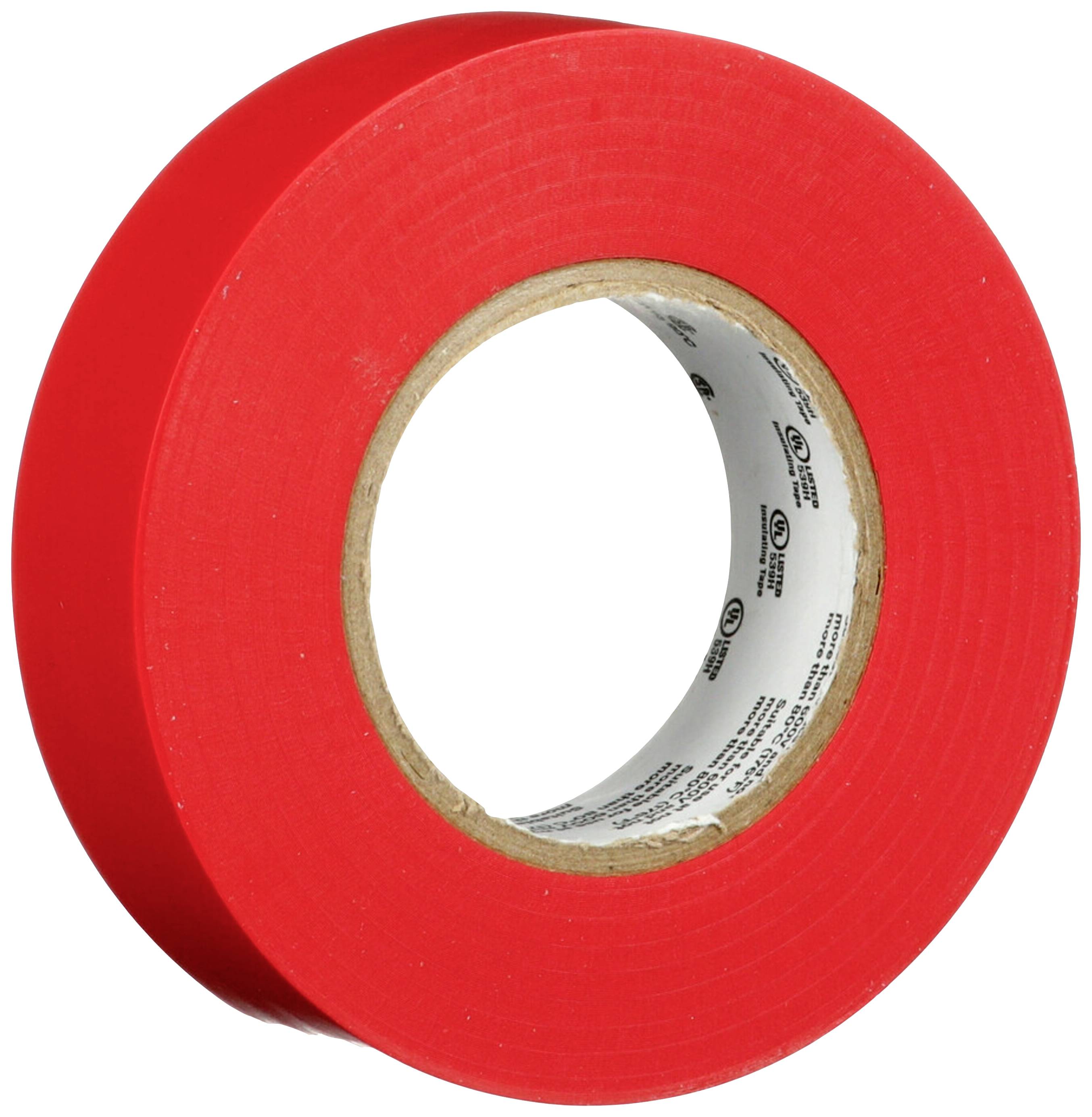 Rolle mit rotem Klebeband, stehend auf der Seite.