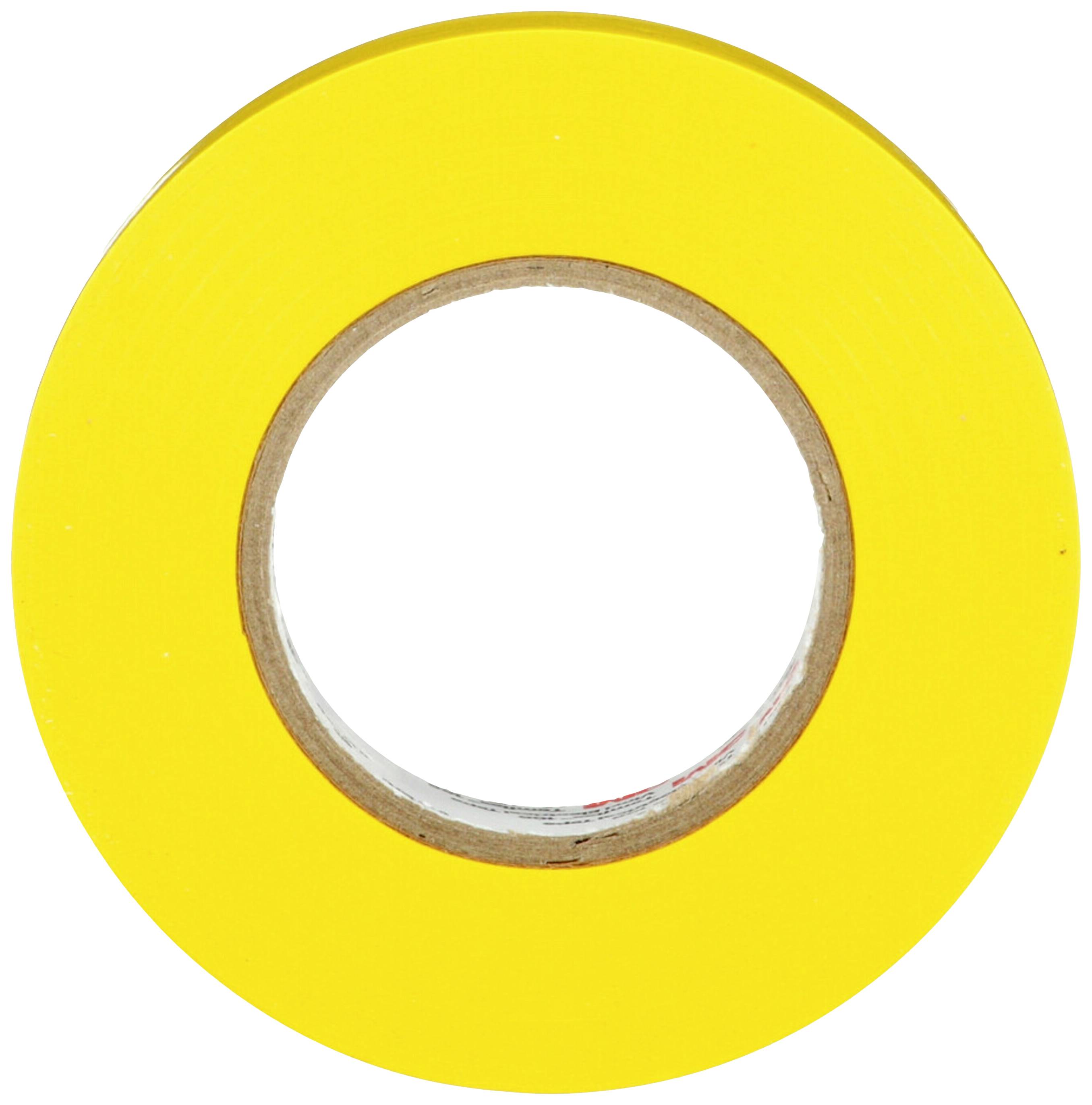 Eine gelbe Rolle Klebeband, von oben gesehen.