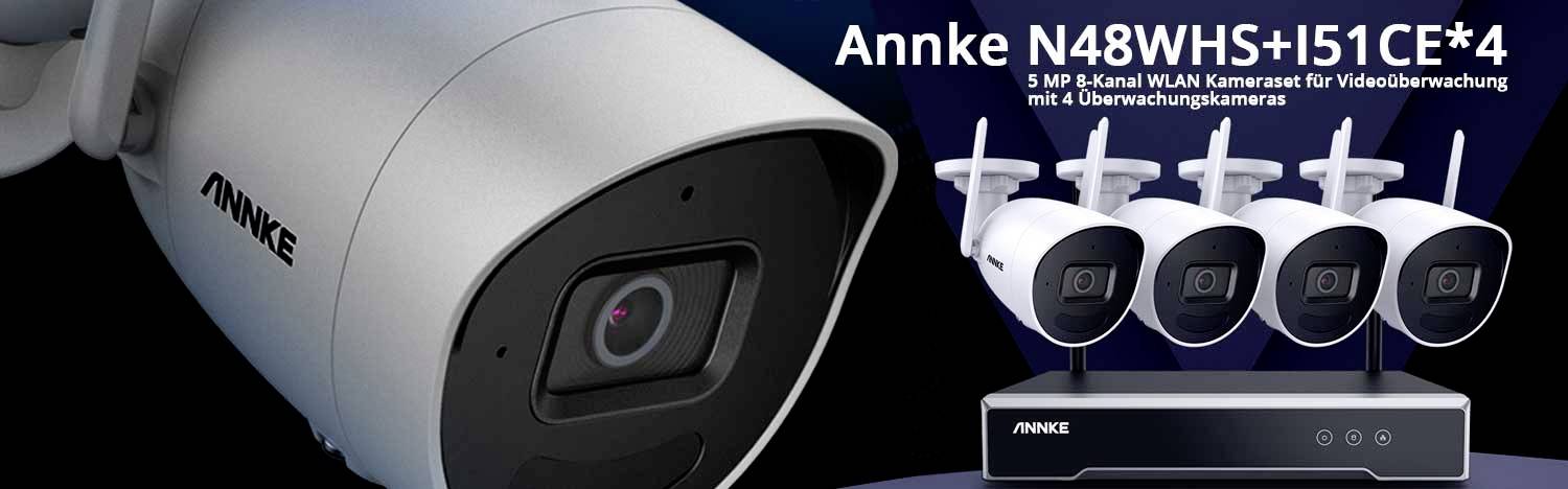 Annke N48WHS+I51CE*4 WLAN IP-Überwachungskamera-Set 8-Kanal mit 4 Kameras 2560 x 1920 Pixel